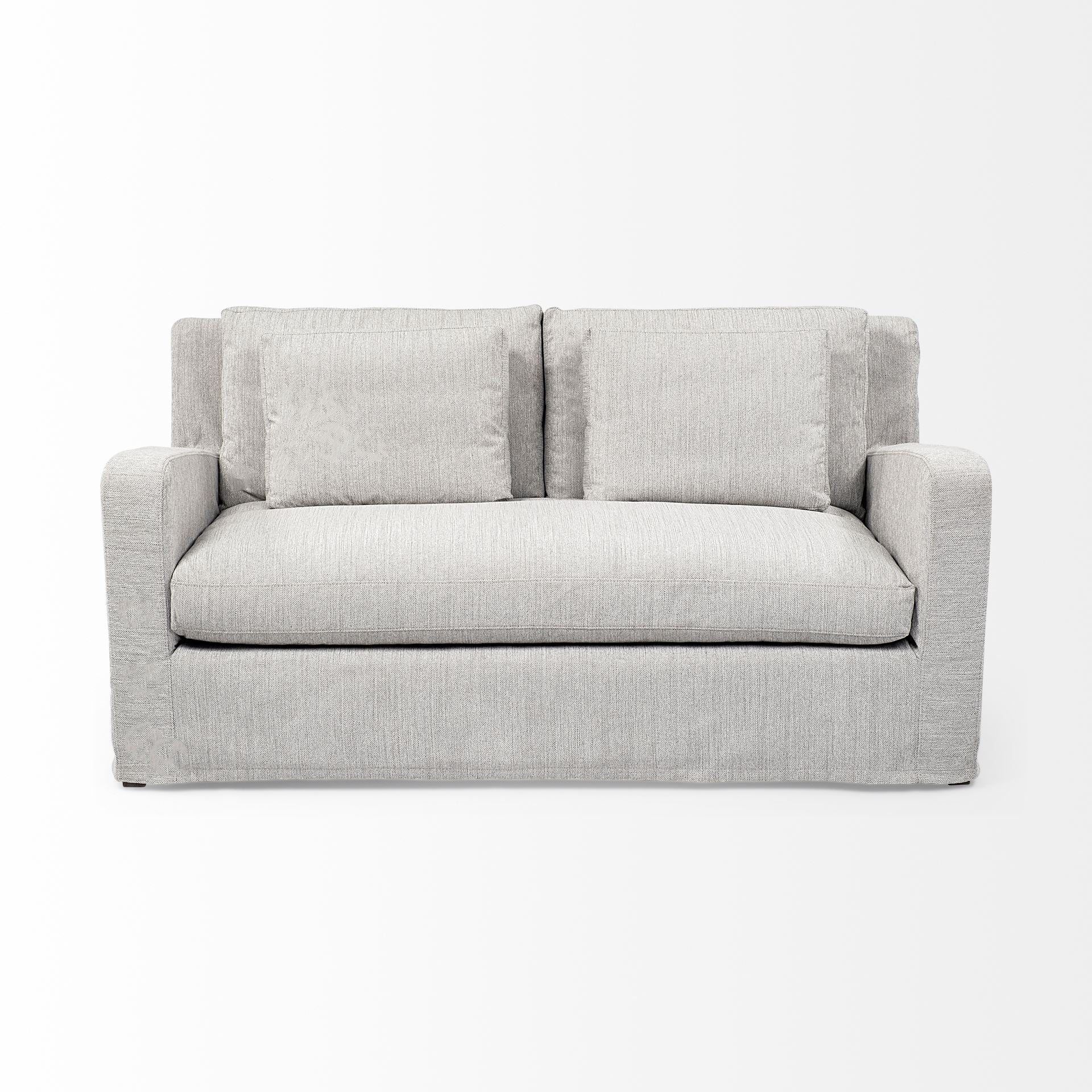 Denly I Frost Gray Slipcover Two Seater Sofa