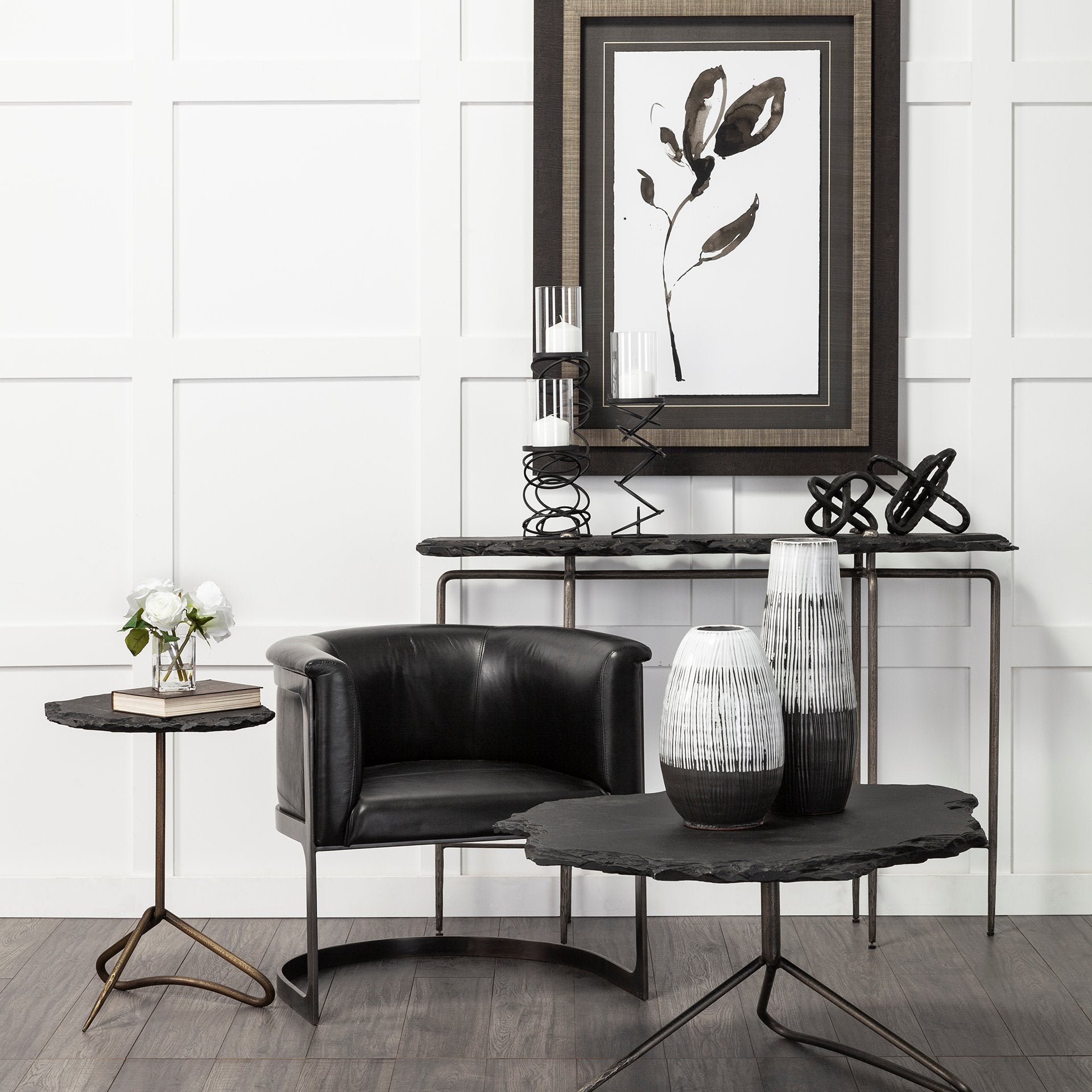 Tanami Dark Brown with White Glazed Ceramic Vase