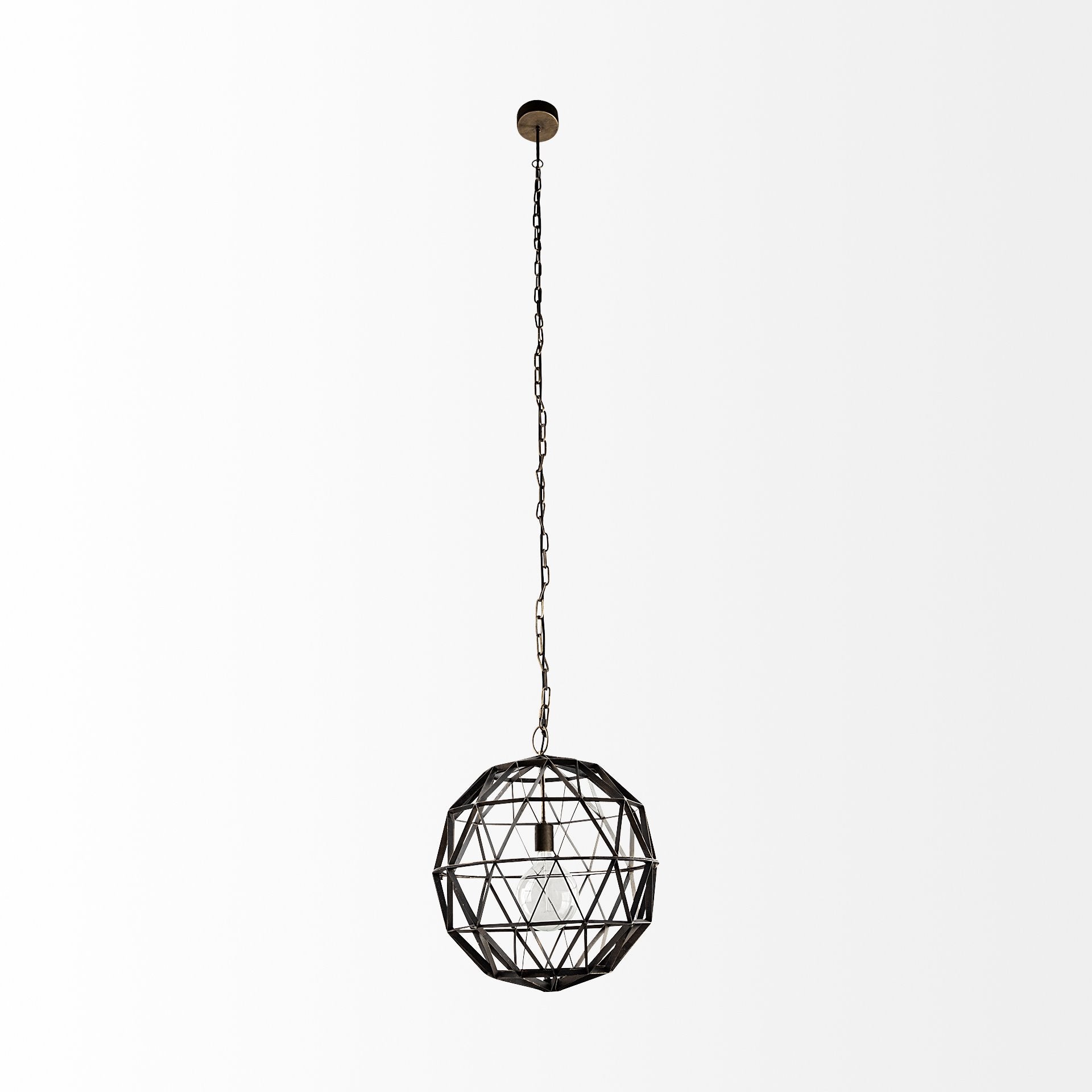 Dyson I Black Metal Triangular Orb Pendant Light