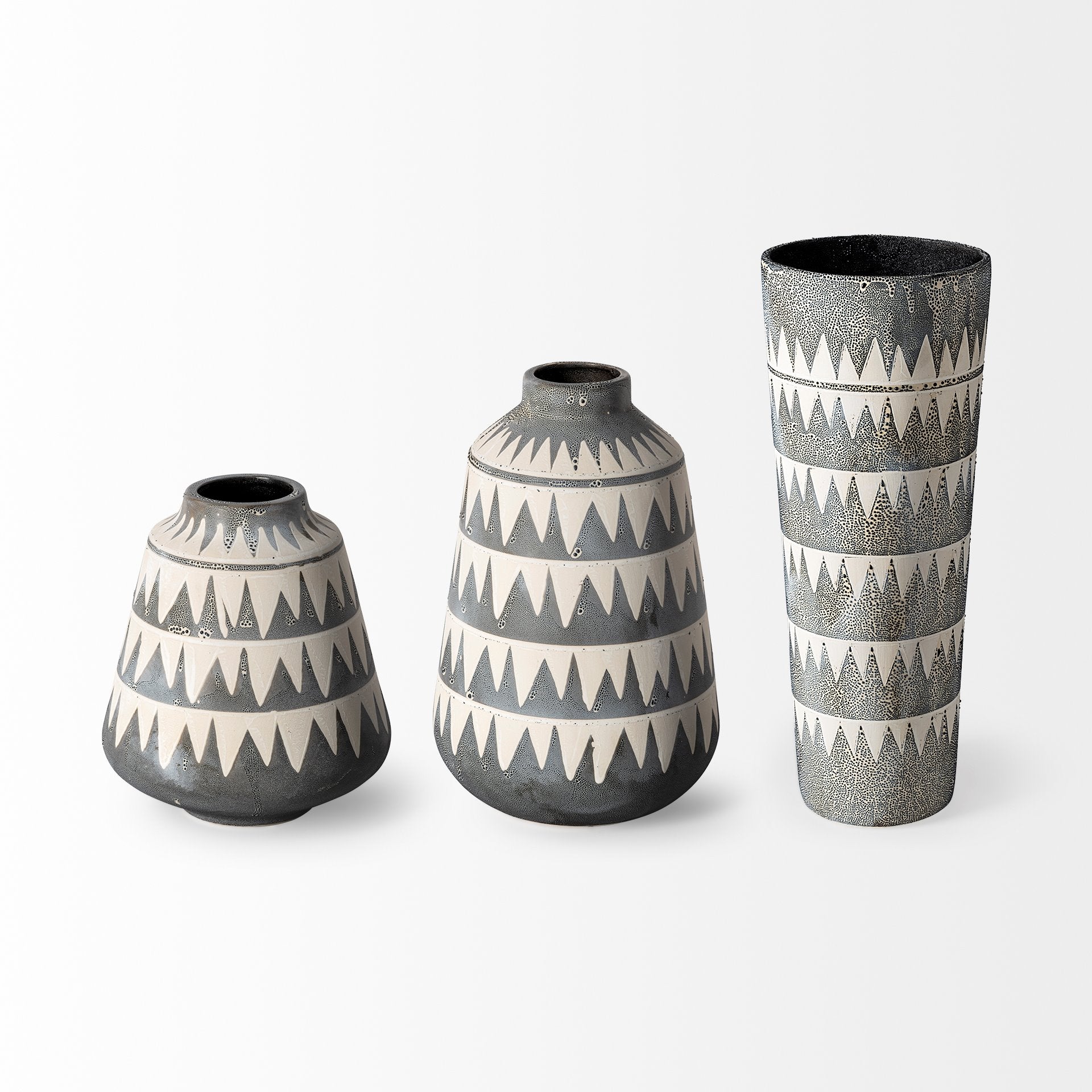 Delaney Large Gray Patterned Ceramic Vase