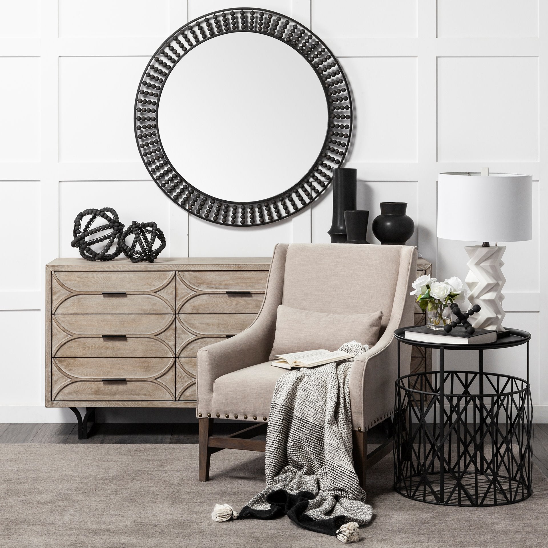 Earnhardt Black Wooden Beaded Orb