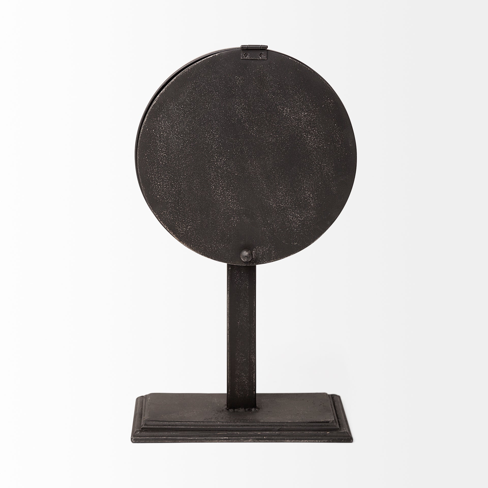 Attalack II Black Metal Round Face Table Clock