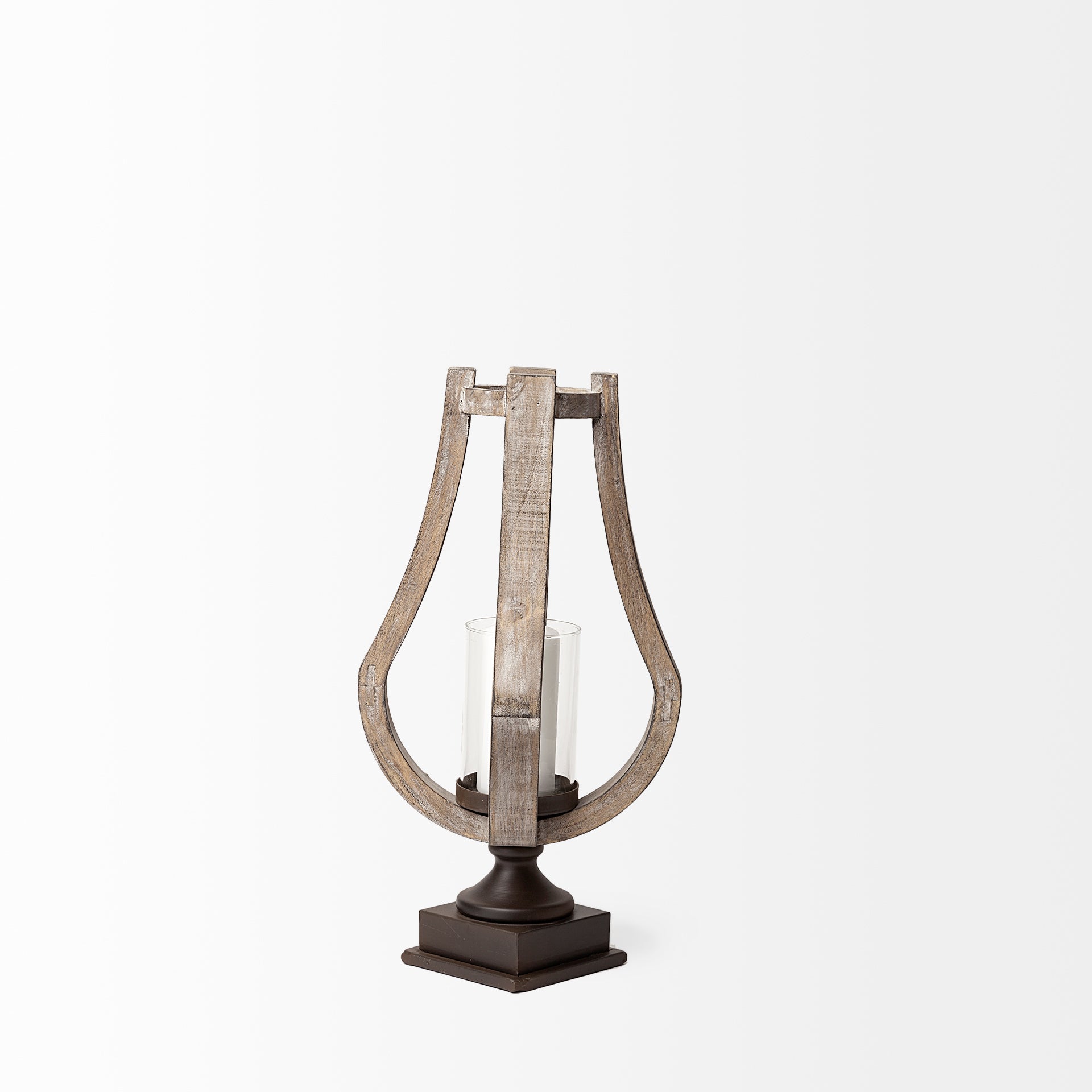 Brillion Rustic Wood Metal Table Candle Holder