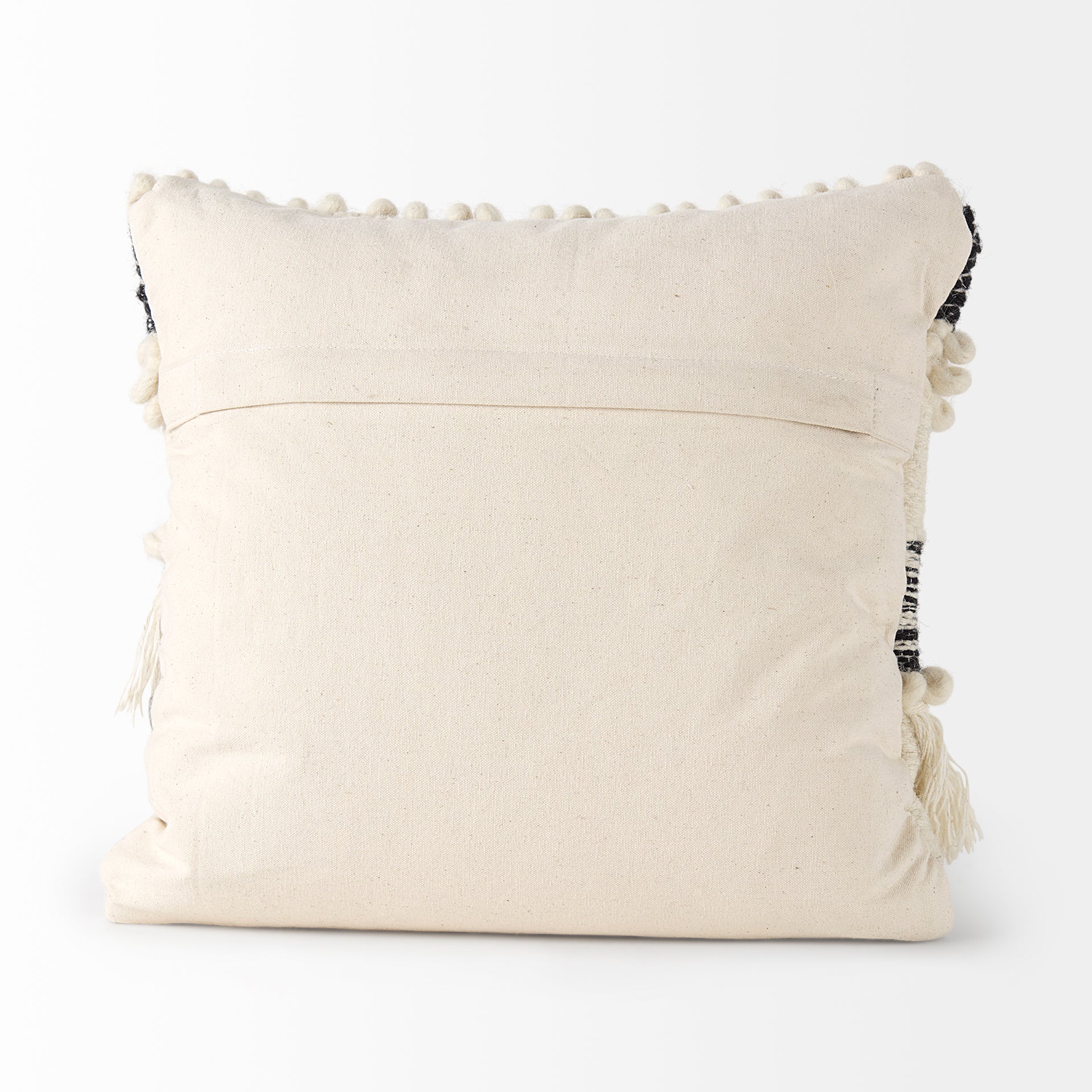 Beardell Cream and Black Details With Tassels Decorative Pillow Cover