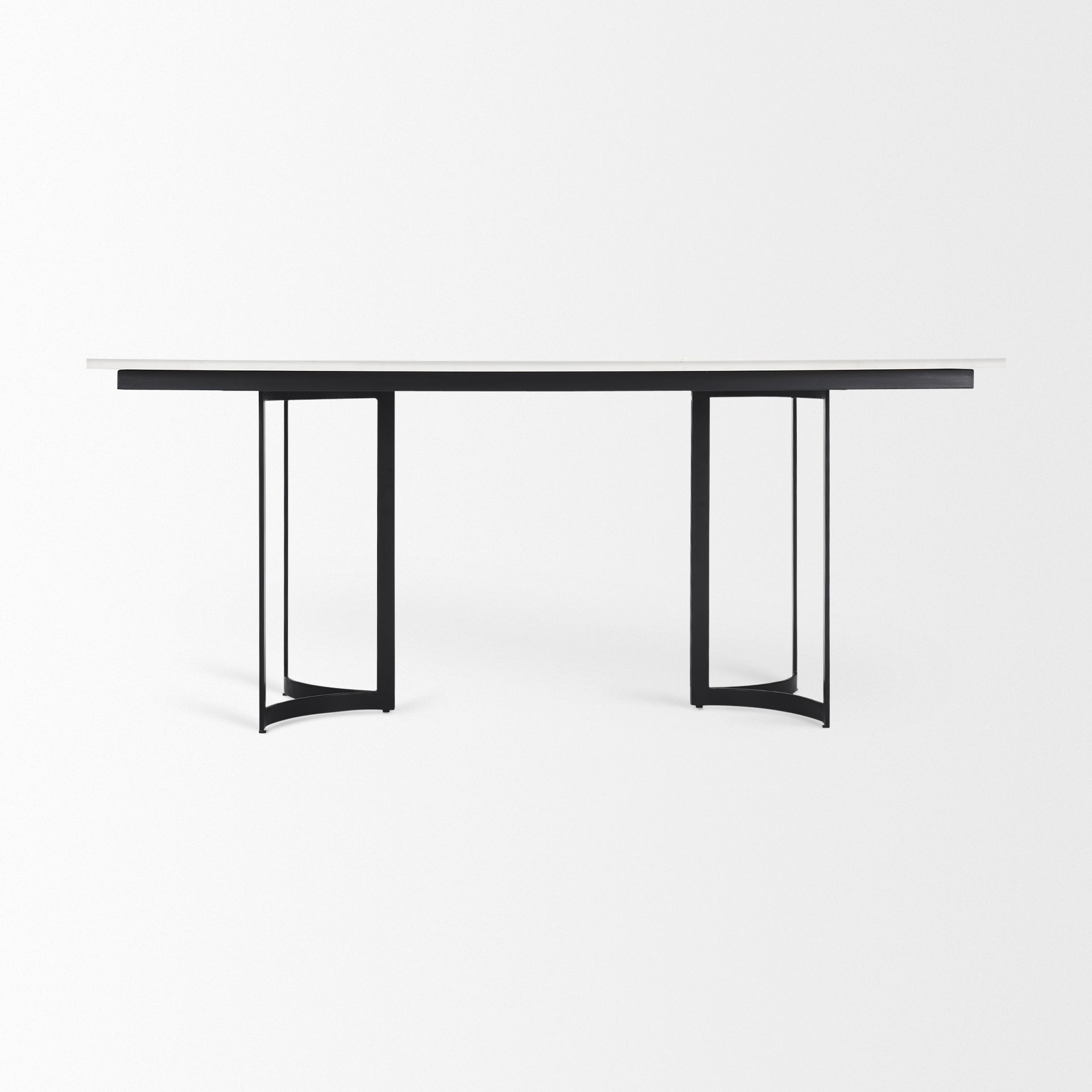 Tanner I Rectangular White Marble with Metal Base Dining Table