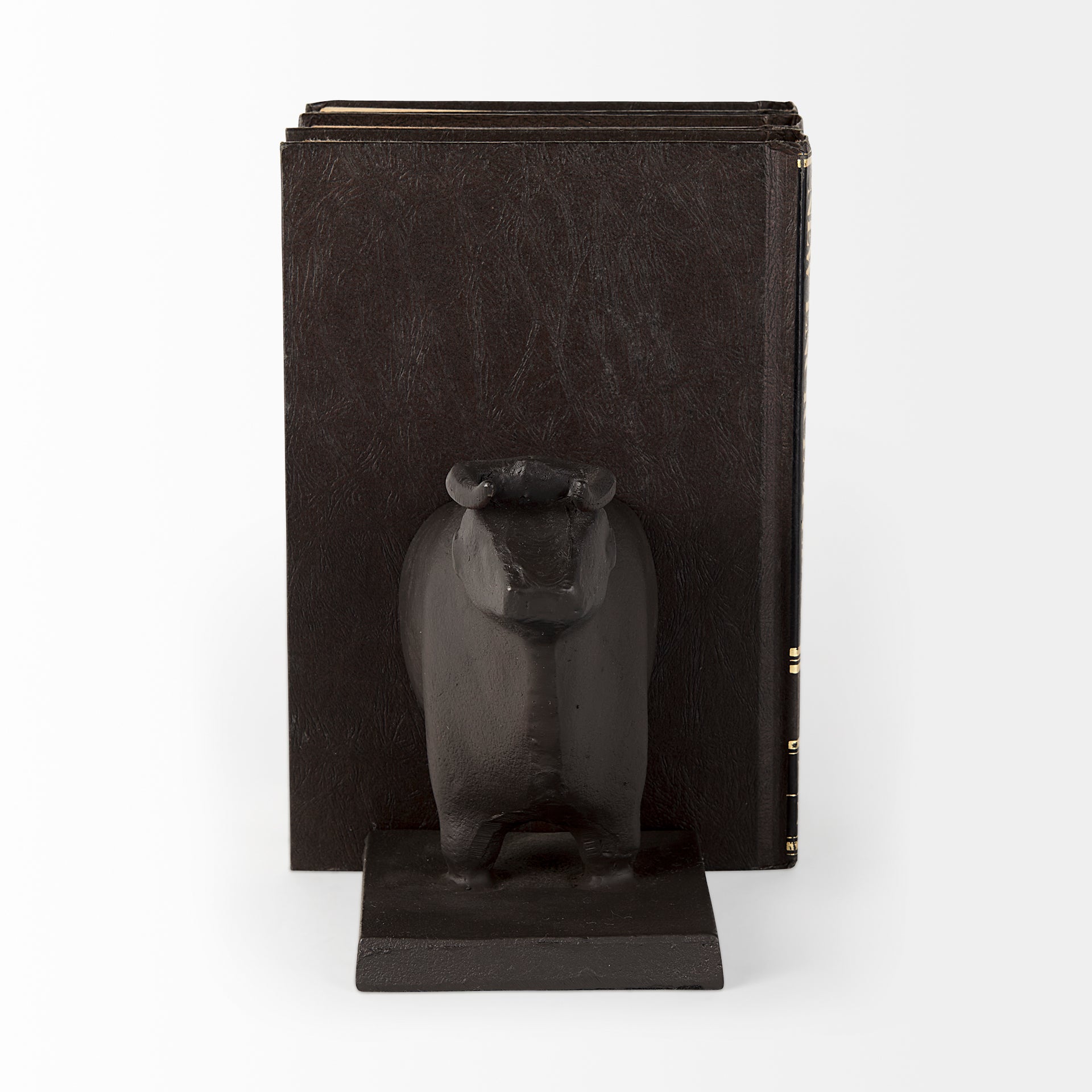Taurus III Black Cast Aluminum Bull Bookends - Set of 2