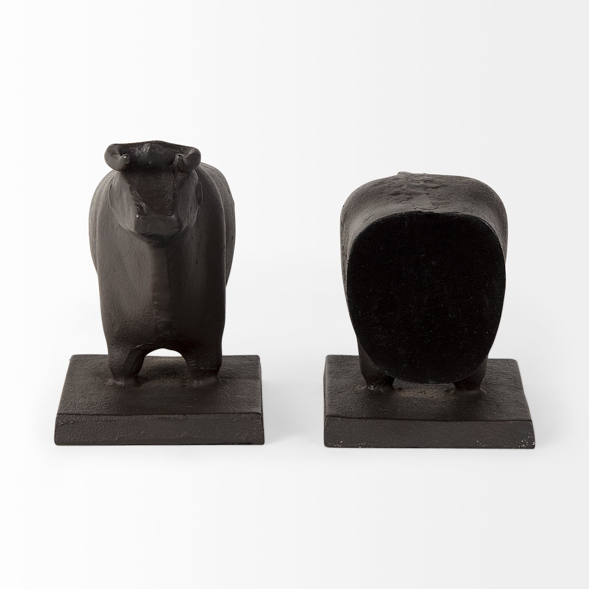 Taurus III Black Cast Aluminum Bull Bookends - Set of 2