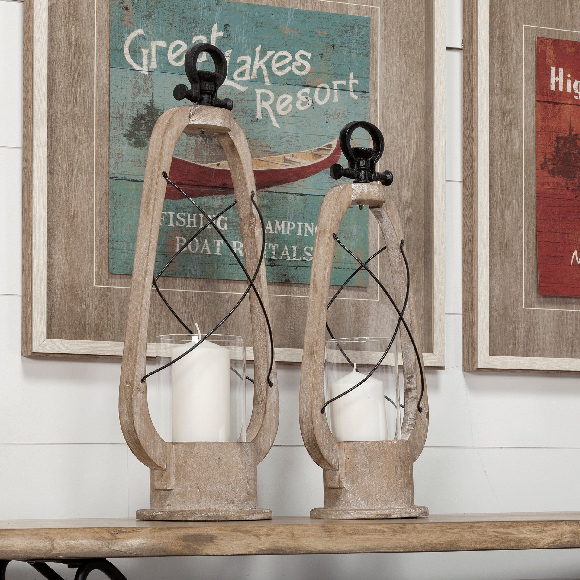 Zain Brown Wooden Vintage Inspired Candle Holder Lantern