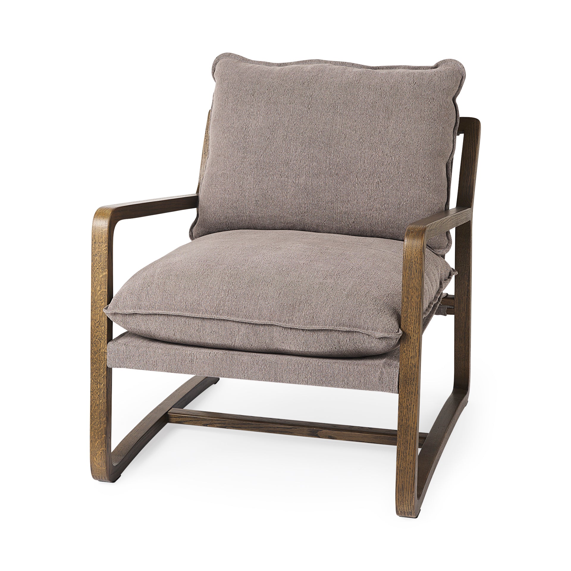 Brayden Dark Brown Wood with Gray Fabric Seat Accent Chair