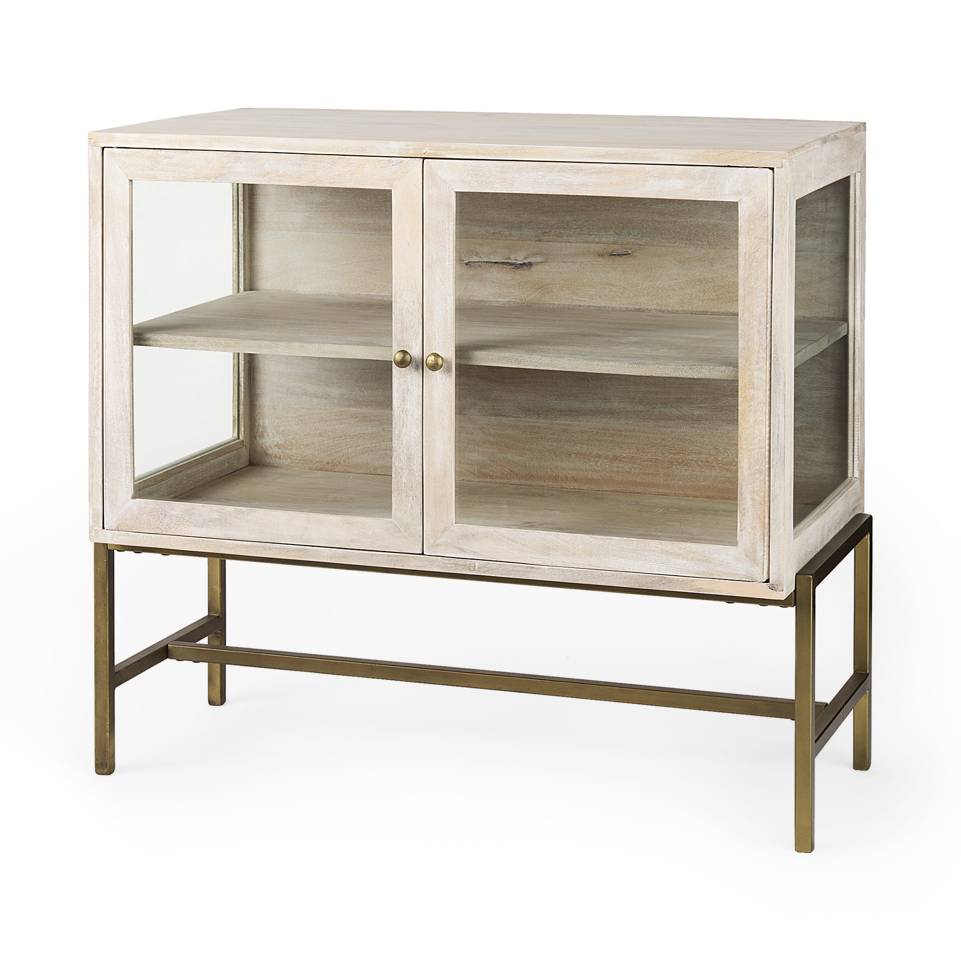 Arelius Glass 2-Door Accent Cabinet