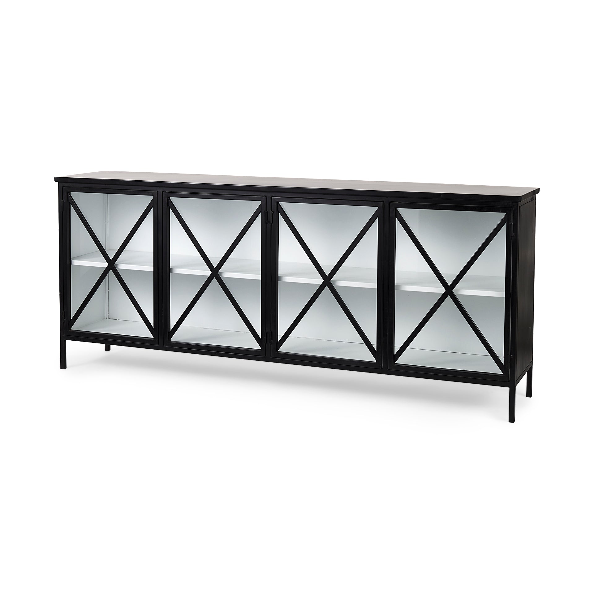 Aurelia Black and White Metal 4-Door Glass Cabinet Credenzas & Sideboards Mercana , Black Friday Sale Mercana Furniture Sale, Old Bones Co, Mid Century Furniture Sale, Four Hands Furniture, Black Friday Sale Aurelia Black and White Metal 4-Door Glass Cabinet,Gus Sale, Perigold Aurelia Black and White Metal 4-Door Glass Cabinet Credenzas & Sideboards Black Friday Sale , Perigold Sale Aurelia Black and White Metal 4-Door Glass Cabinet,Aurelia Black and White Metal 4-Door Glass Cabinet Lulu and Georgia, Burke