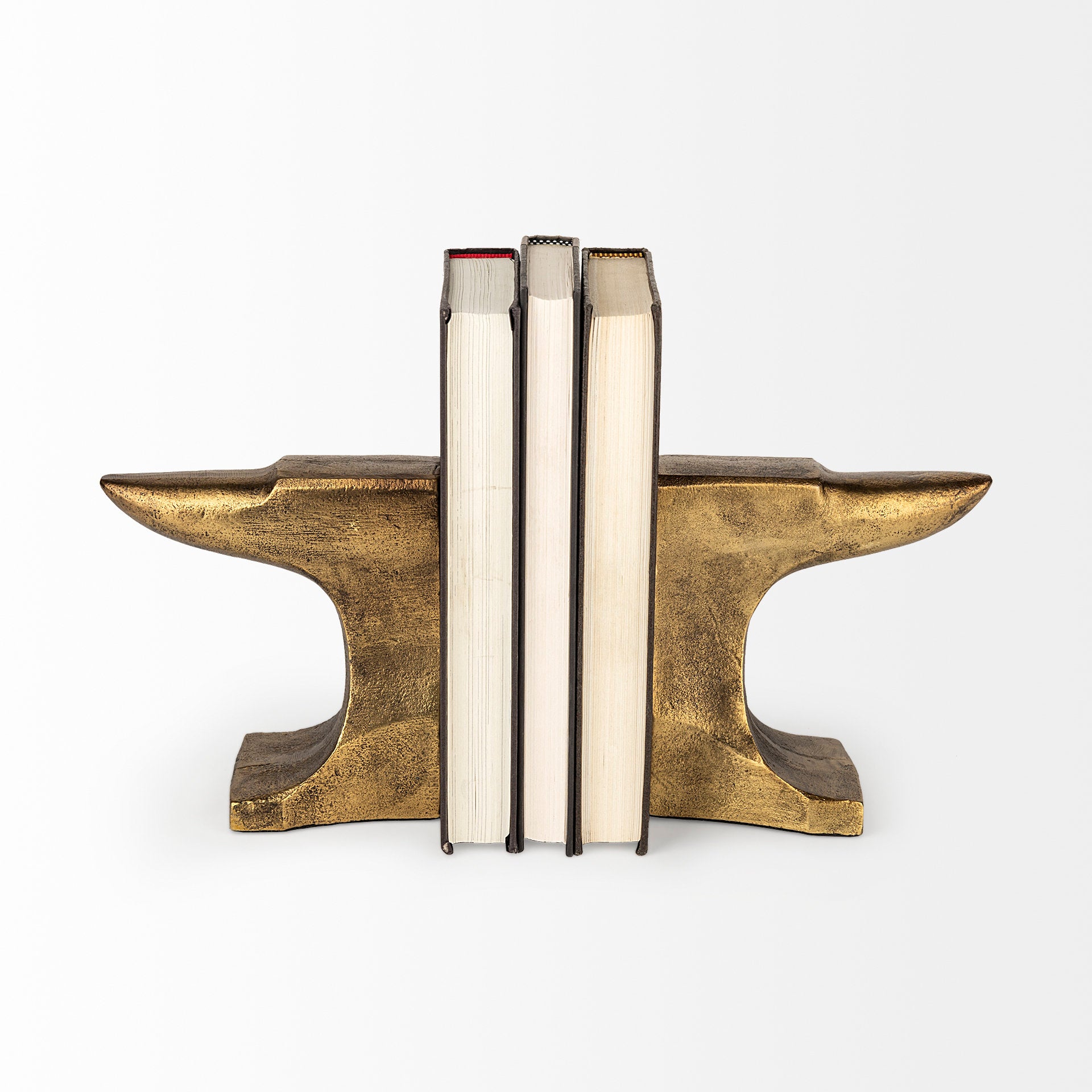 Anvilia Gold Anvil Shaped Bookends - Set of 2