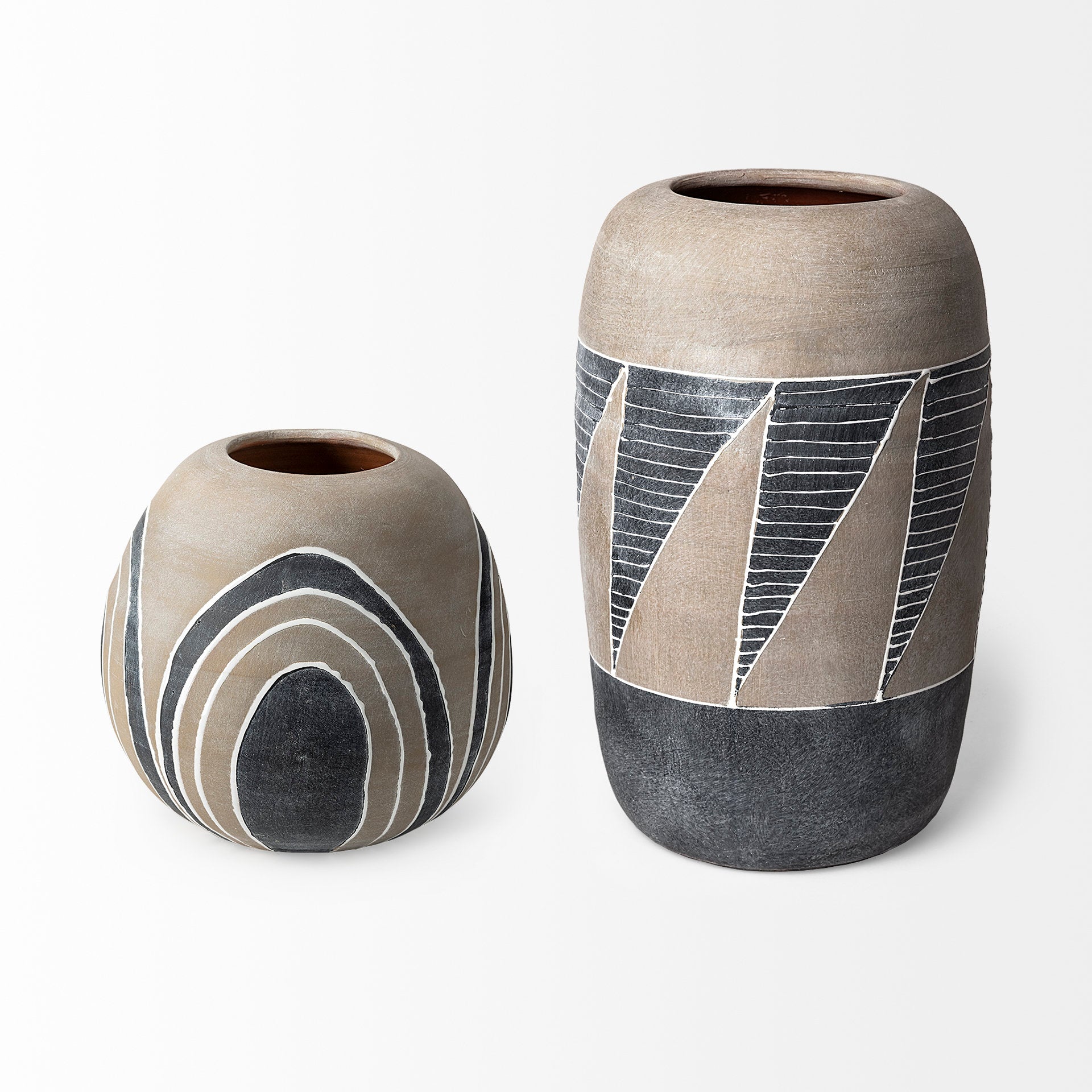 Cove Grey with Brown Ceramic Vase