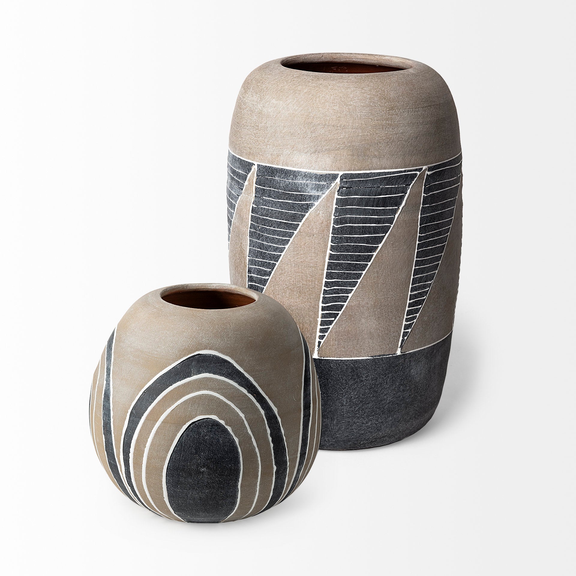 Cove Grey with Brown Ceramic Vase