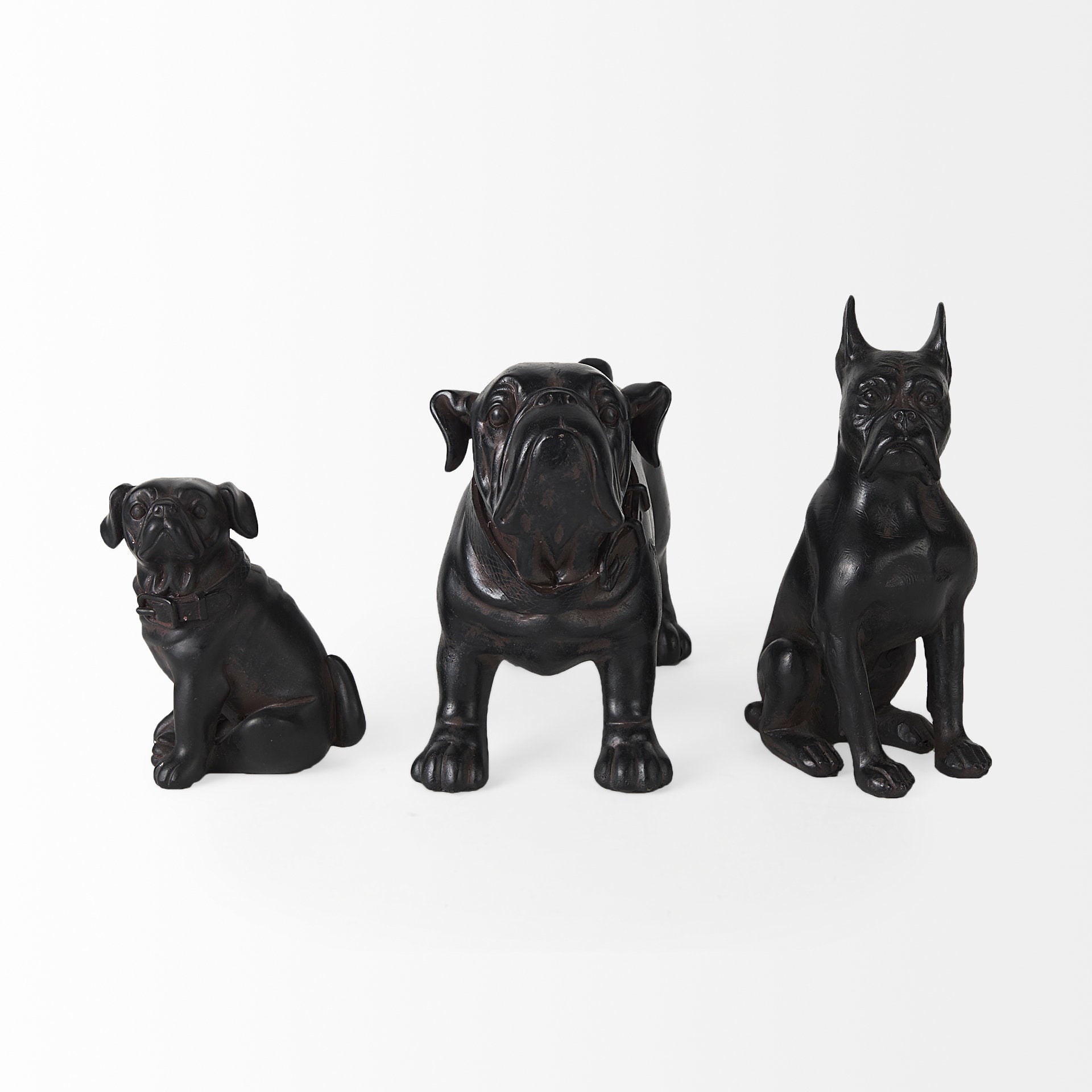 Rocky Black Resin Boxer Dog