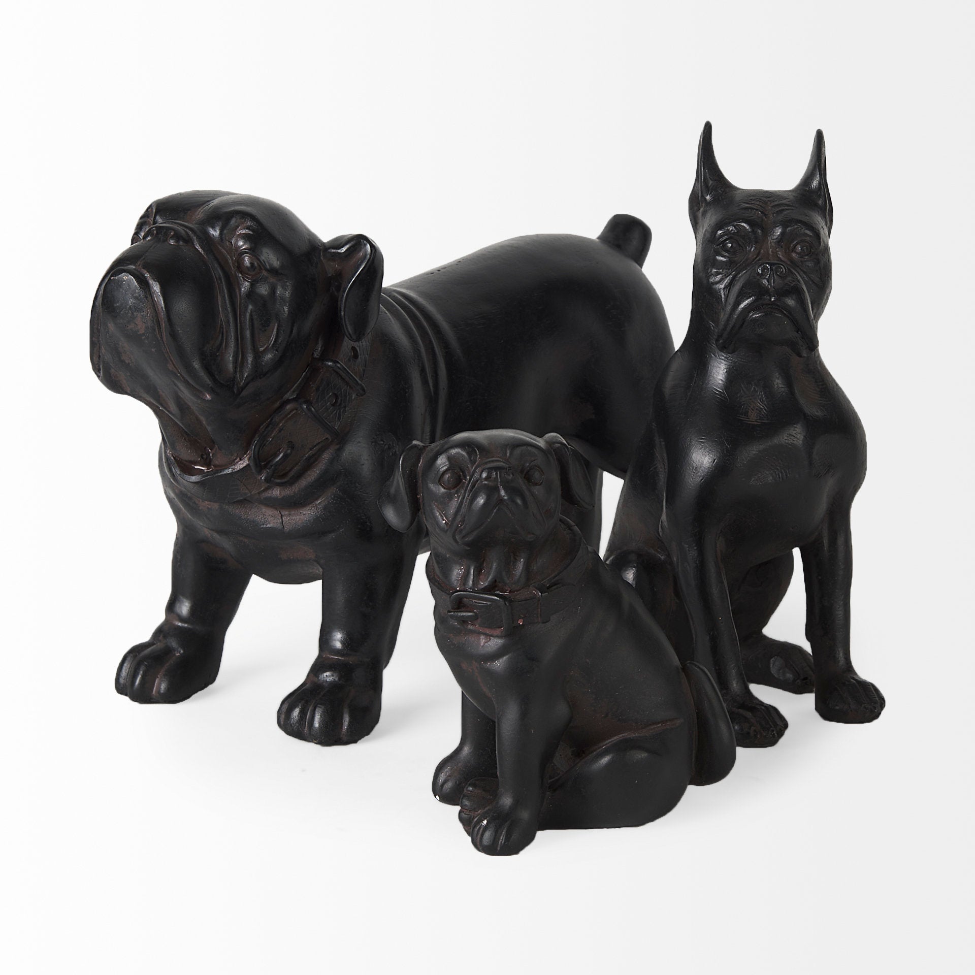 Rocky Black Resin Boxer Dog