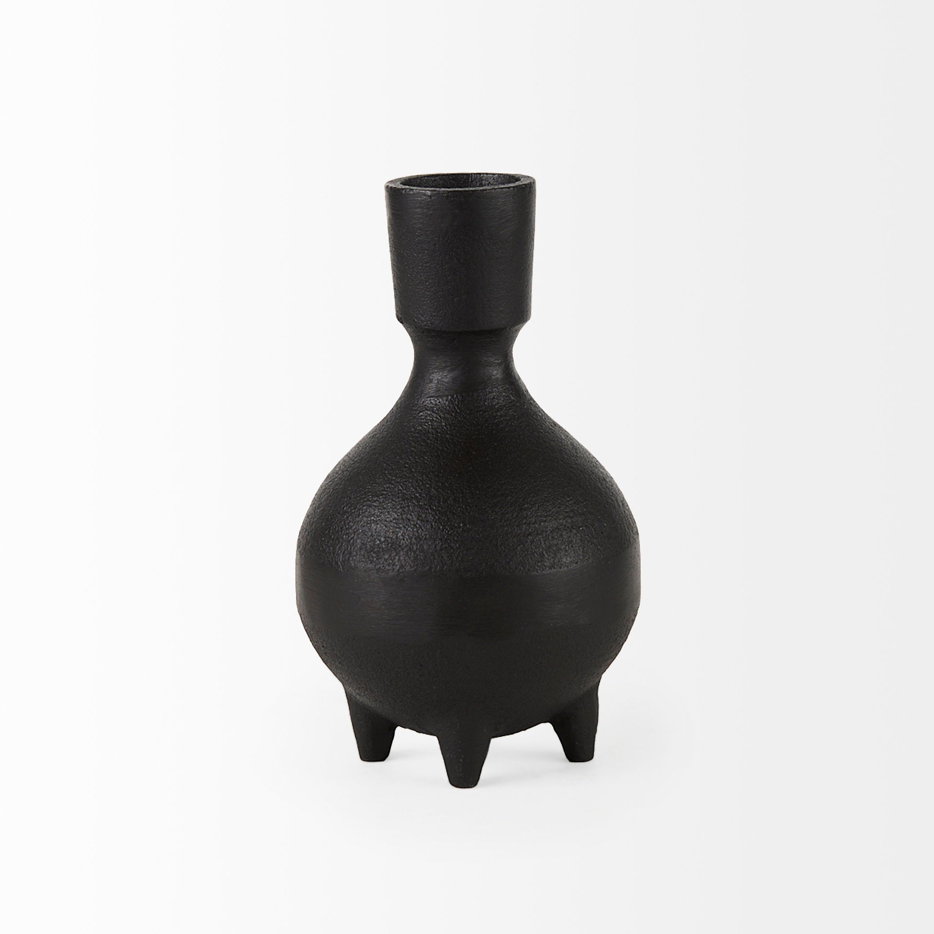 Cyrus Black Spherical Vase with Flute Decorative Object