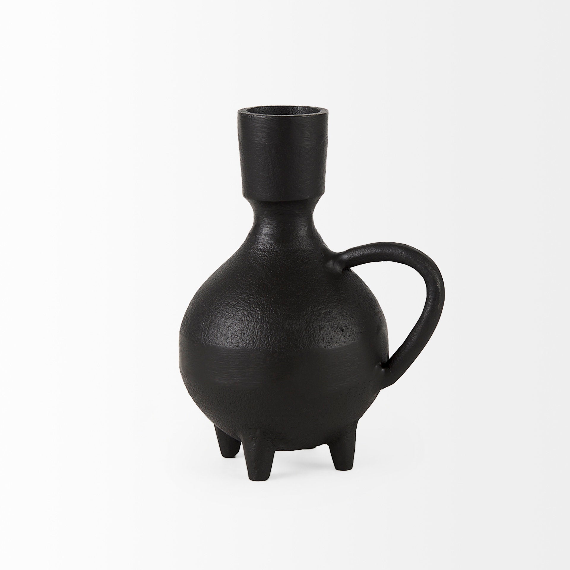 Cyrus Black Spherical Vase with Flute Decorative Object