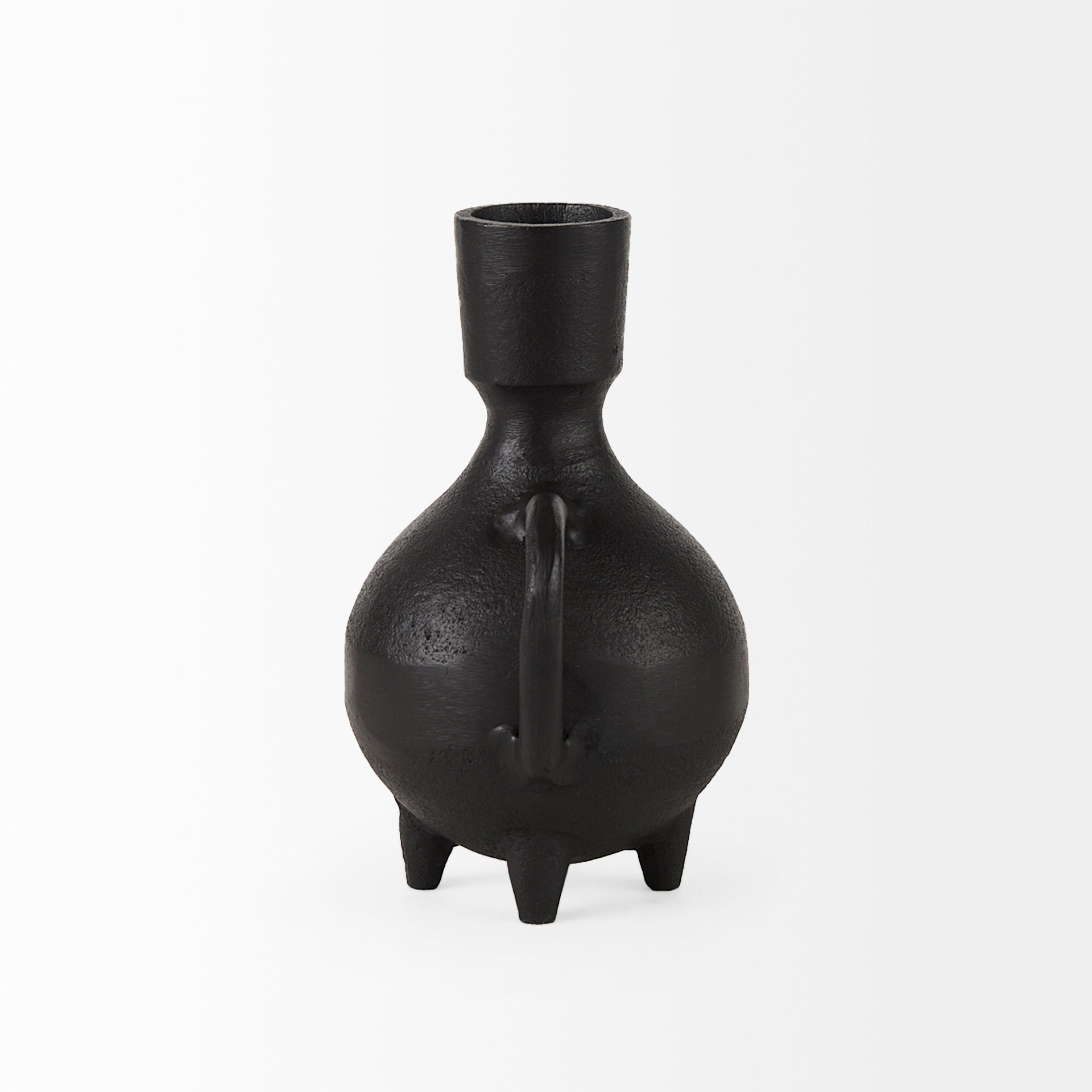 Cyrus Black Spherical Vase with Flute Decorative Object