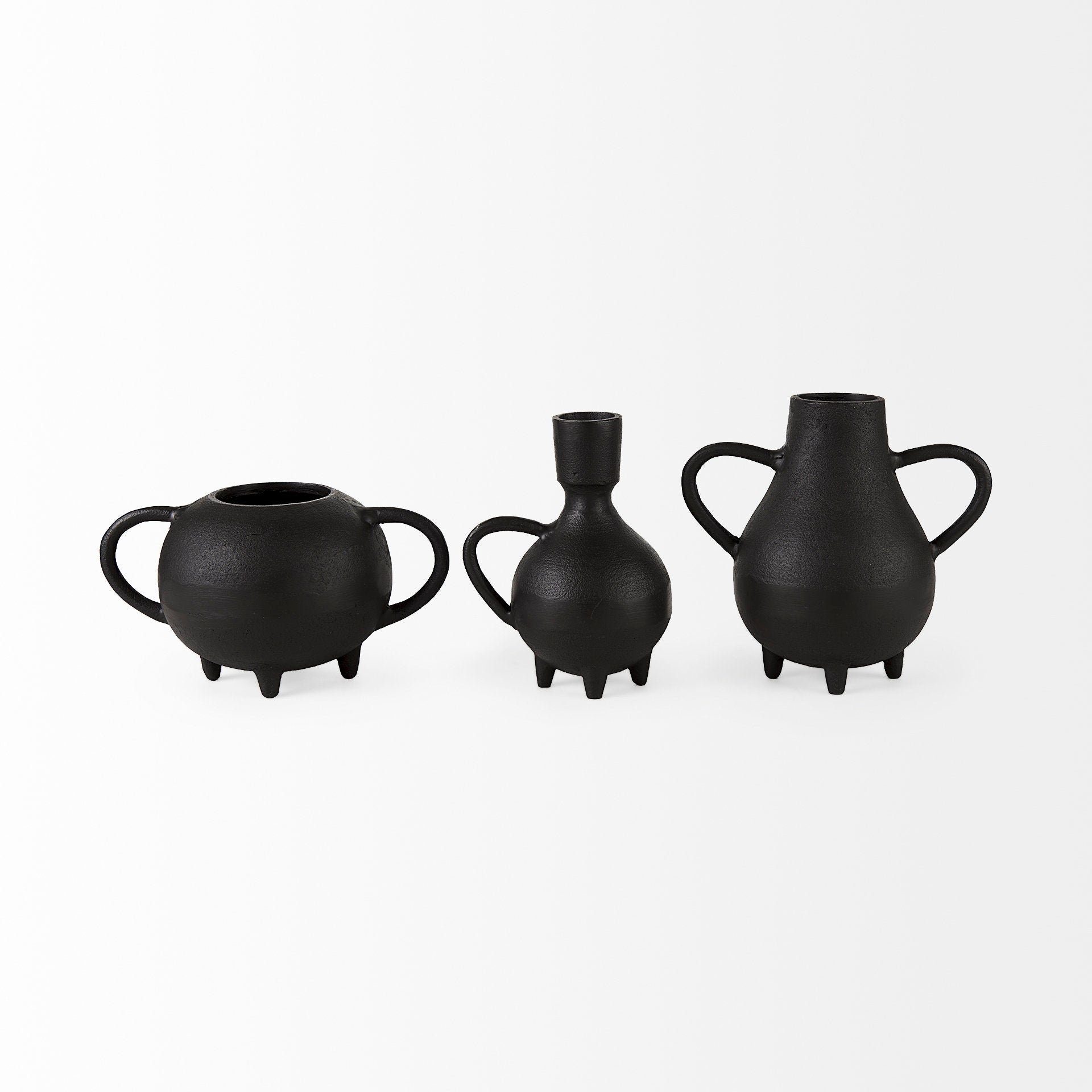 Cyrus Black Spherical Vase with Flute Decorative Object