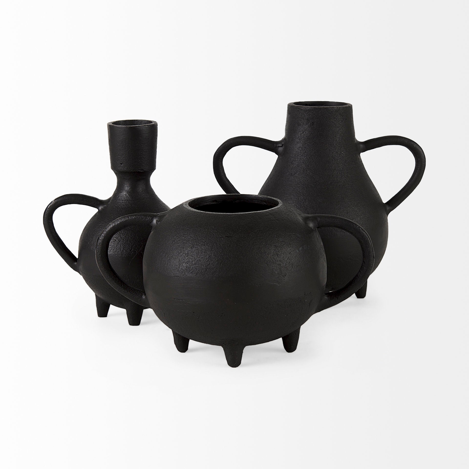 Cyrus Black Spherical Vase with Flute Decorative Object