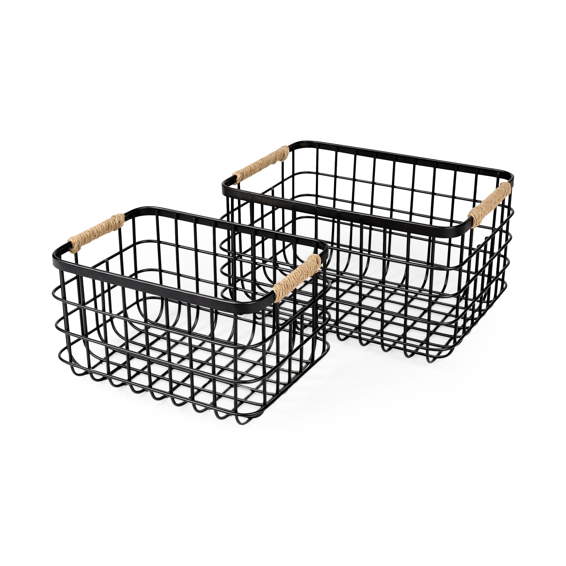 Marius Matte Black Metal with Rope Trim Rectangular Basket - Set of 2 Baskets Mercana , Black Friday Sale Mercana Furniture Sale, Old Bones Co, Mid Century Furniture Sale, Four Hands Furniture, Black Friday Sale Marius Matte Black Metal with Rope Trim Rectangular Basket - Set of 2,Gus Sale, Perigold Marius Matte Black Metal with Rope Trim Rectangular Basket - Set of 2 Baskets Black Friday Sale , Perigold Sale Marius Matte Black Metal with Rope Trim Rectangular Basket - Set of 2,Marius Matte Black Metal with