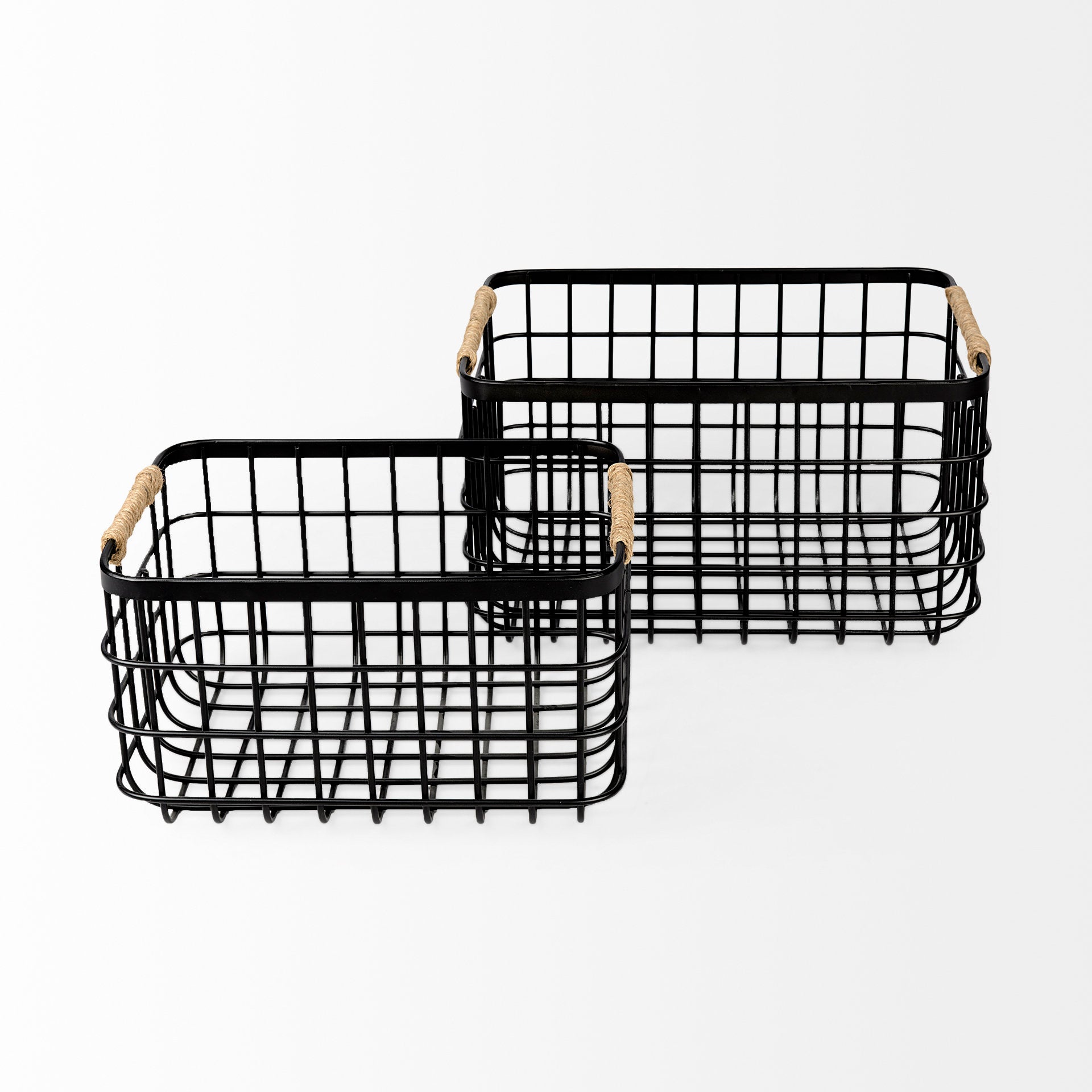 Marius Matte Black Metal with Rope Trim Rectangular Basket - Set of 2 Baskets Mercana , Black Friday Sale Mercana Furniture Sale, Old Bones Co, Mid Century Furniture Sale, Four Hands Furniture, Black Friday Sale Marius Matte Black Metal with Rope Trim Rectangular Basket - Set of 2,Gus Sale, Perigold Marius Matte Black Metal with Rope Trim Rectangular Basket - Set of 2 Baskets Black Friday Sale , Perigold Sale Marius Matte Black Metal with Rope Trim Rectangular Basket - Set of 2,Marius Matte Black Metal with