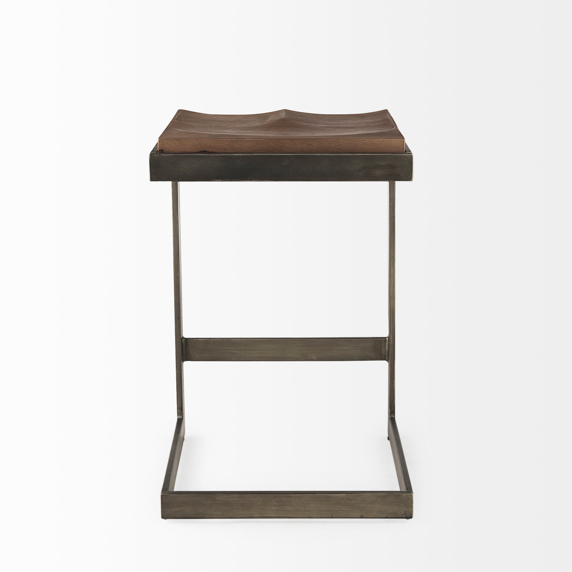 Kiran Wood with Metal Base C-Shape Counter Stool