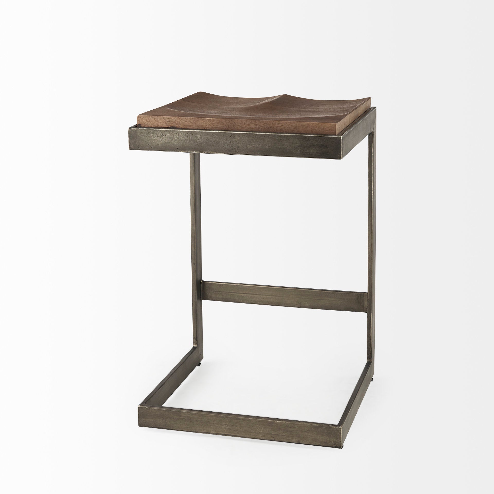 Kiran Wood with Metal Base C-Shape Counter Stool