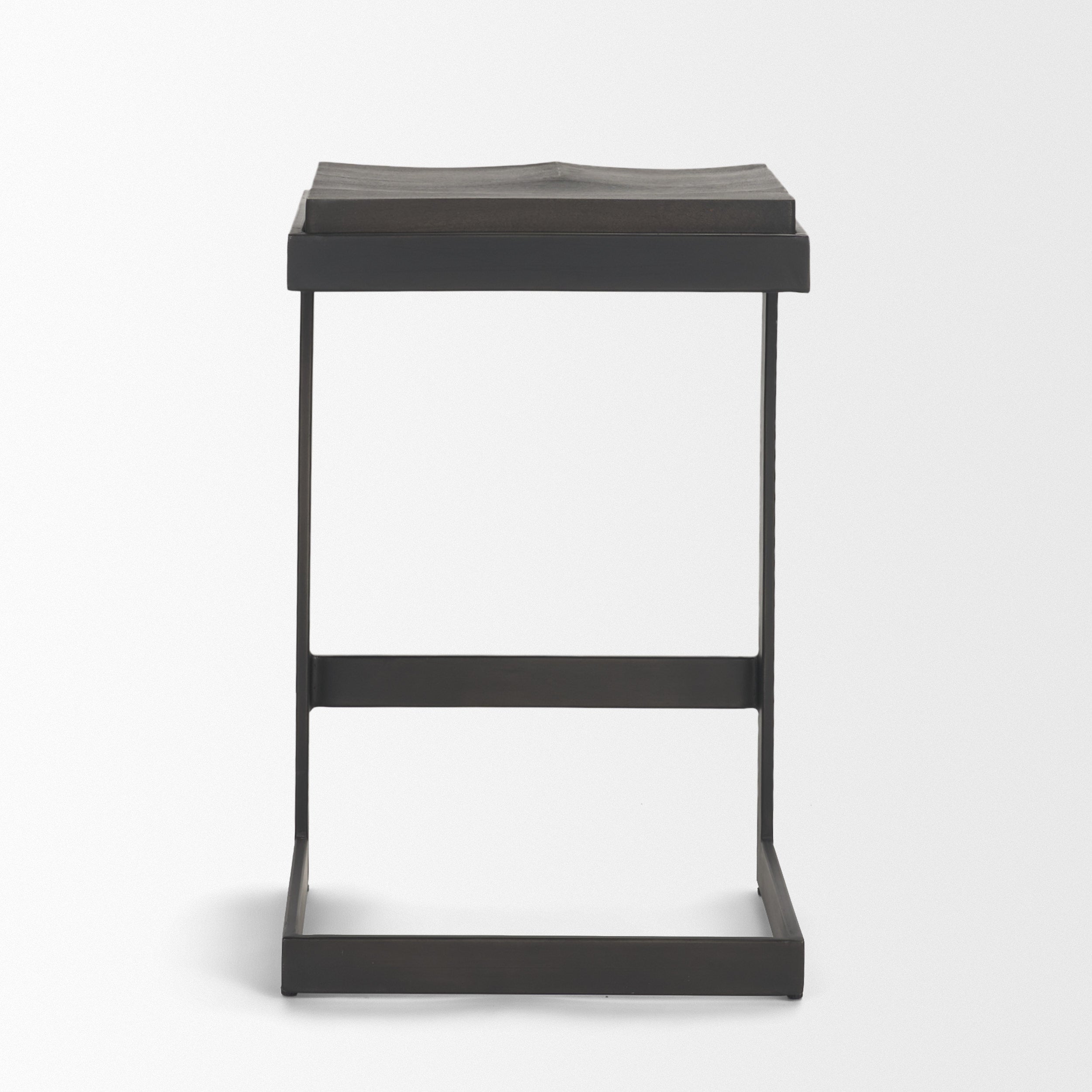 Kiran Wood with Metal Base C-Shape Counter Stool