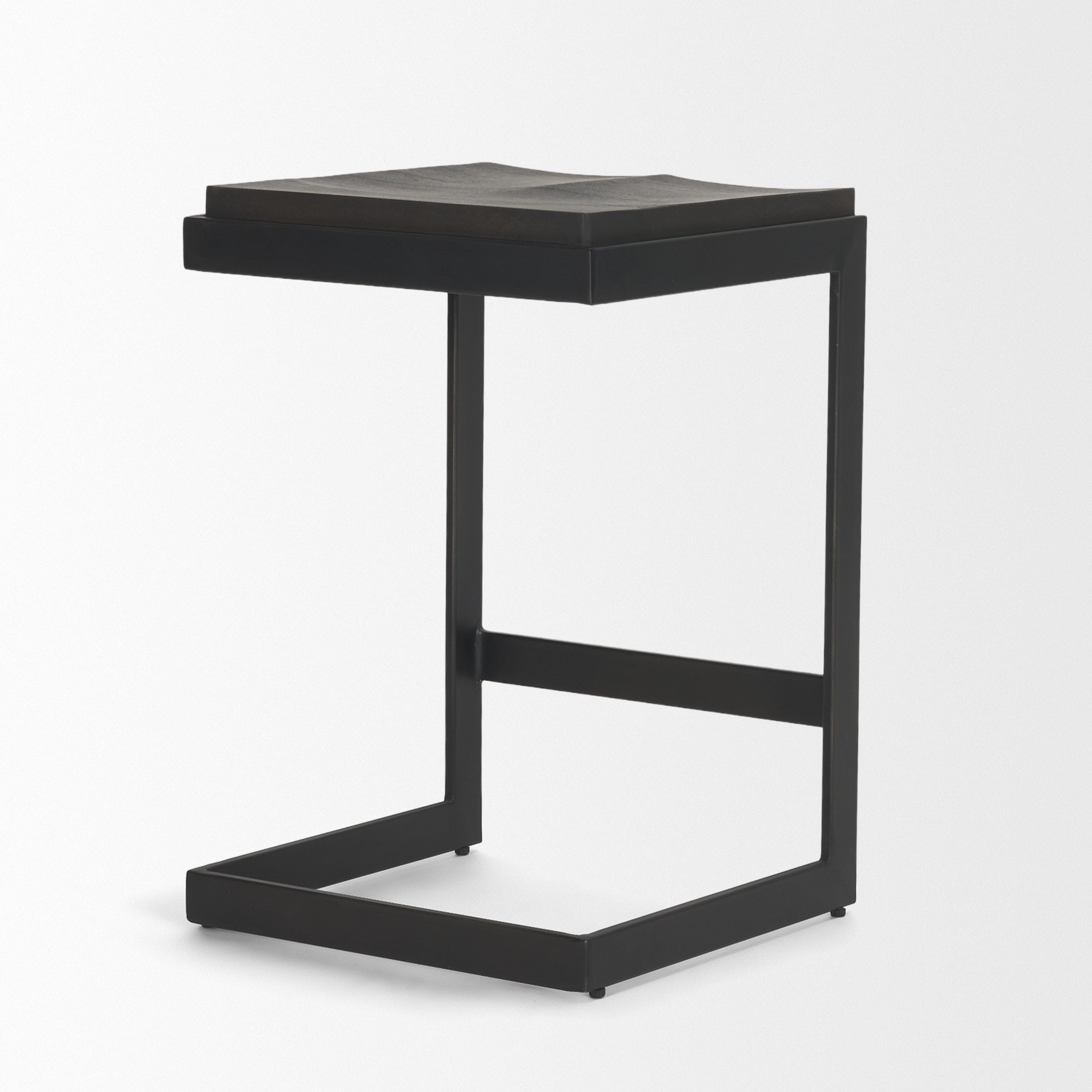Kiran Wood with Metal Base C-Shape Counter Stool