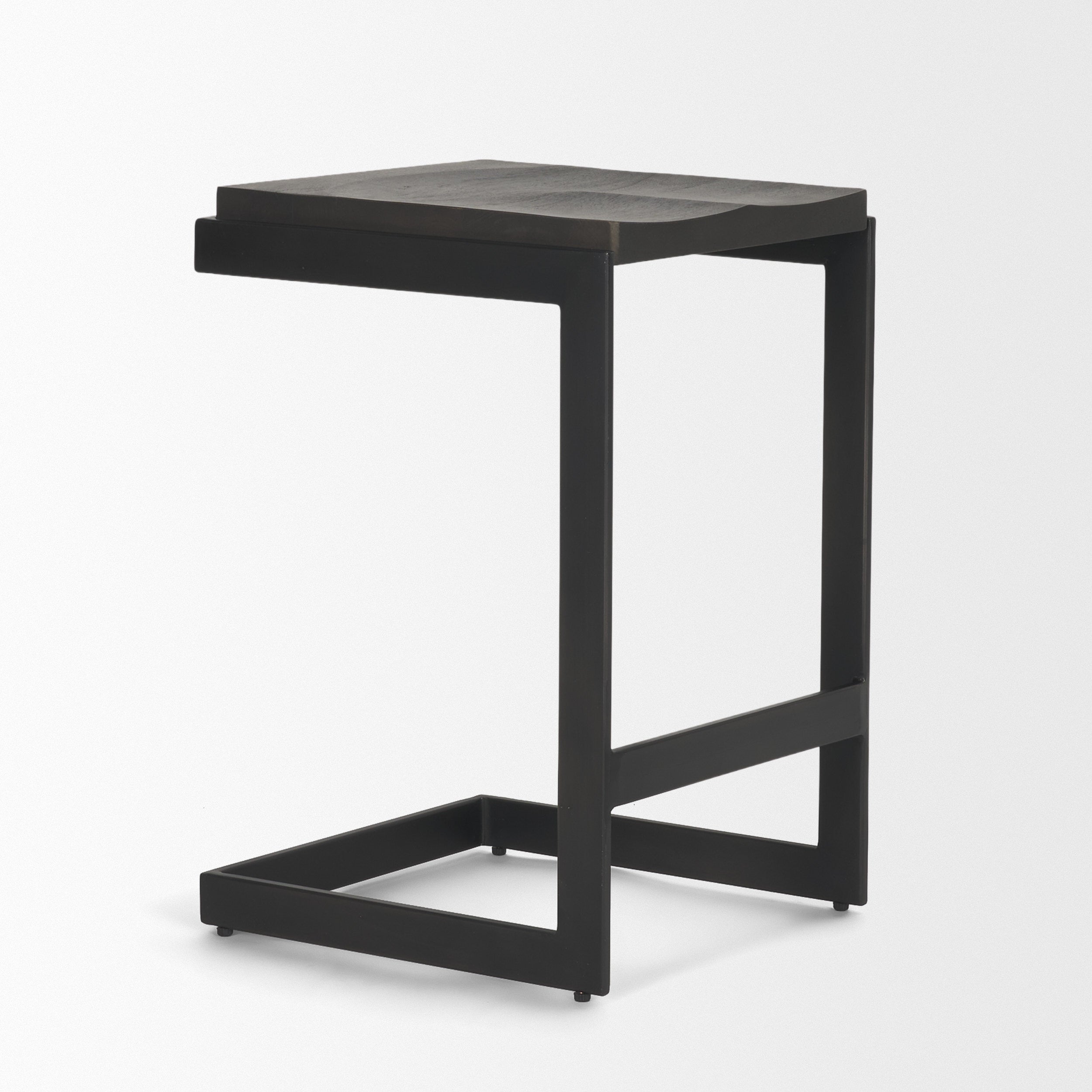 Kiran Wood with Metal Base C-Shape Counter Stool