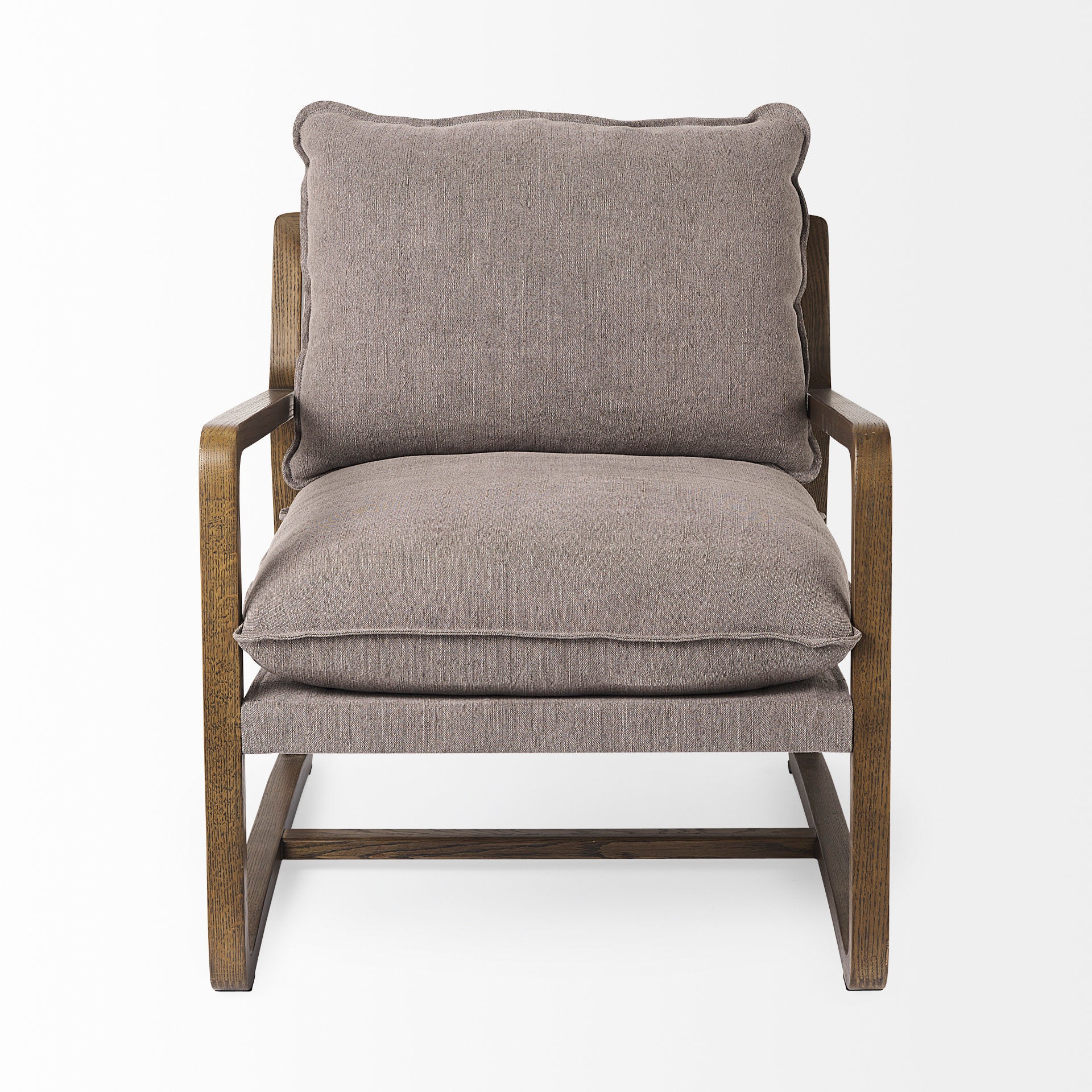 Brayden Dark Brown Wood with Gray Fabric Seat Accent Chair