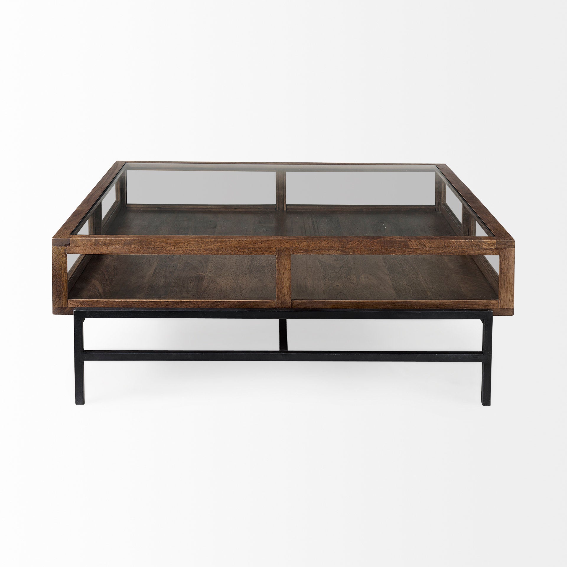 Arelius Square Glass-Top Wood with Black Metal Base Display Coffee Table Coffee Tables Mercana , Black Friday Sale Mercana Furniture Sale, Old Bones Co, Mid Century Furniture Sale, Four Hands Furniture, Black Friday Sale Arelius Square Glass-Top Wood with Black Metal Base Display Coffee Table,Gus Sale, Perigold Arelius Square Glass-Top Wood with Black Metal Base Display Coffee Table Coffee Tables Black Friday Sale , Perigold Sale Arelius Square Glass-Top Wood with Black Metal Base Display Coffee Table,Areli