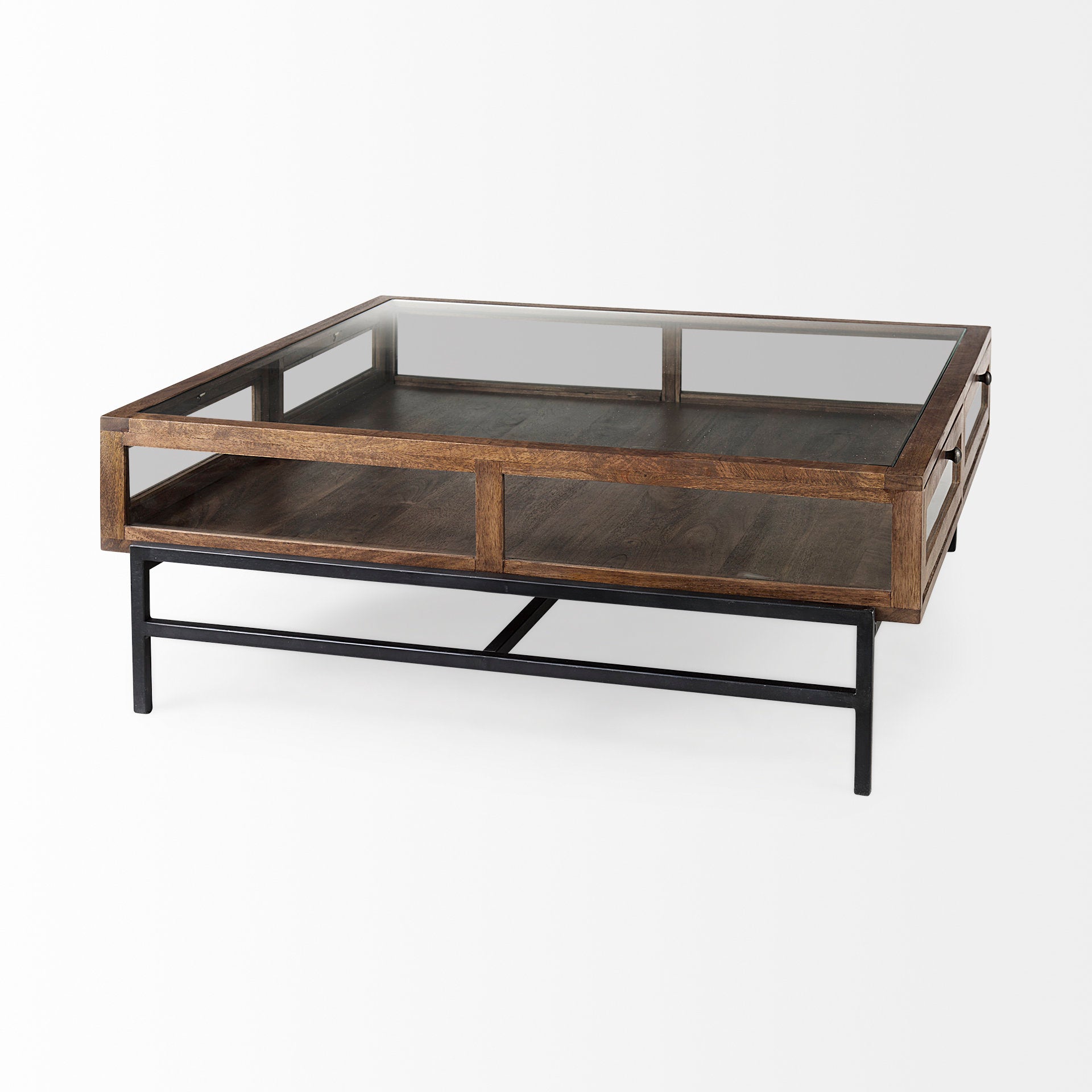 Arelius Square Glass-Top Wood with Black Metal Base Display Coffee Table Coffee Tables Mercana , Black Friday Sale Mercana Furniture Sale, Old Bones Co, Mid Century Furniture Sale, Four Hands Furniture, Black Friday Sale Arelius Square Glass-Top Wood with Black Metal Base Display Coffee Table,Gus Sale, Perigold Arelius Square Glass-Top Wood with Black Metal Base Display Coffee Table Coffee Tables Black Friday Sale , Perigold Sale Arelius Square Glass-Top Wood with Black Metal Base Display Coffee Table,Areli