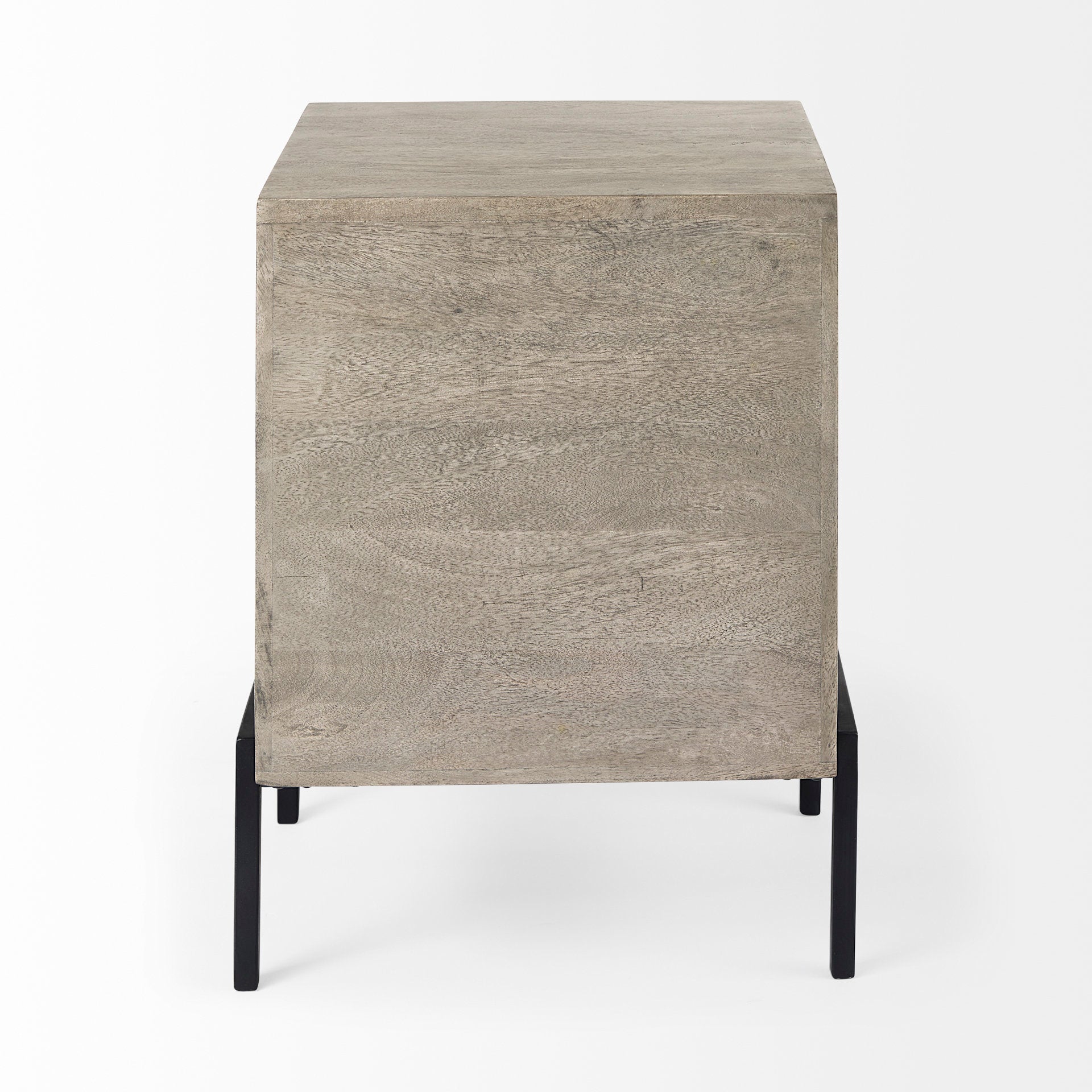 Arelius Gray Wood with Black Metal Frame Side Table