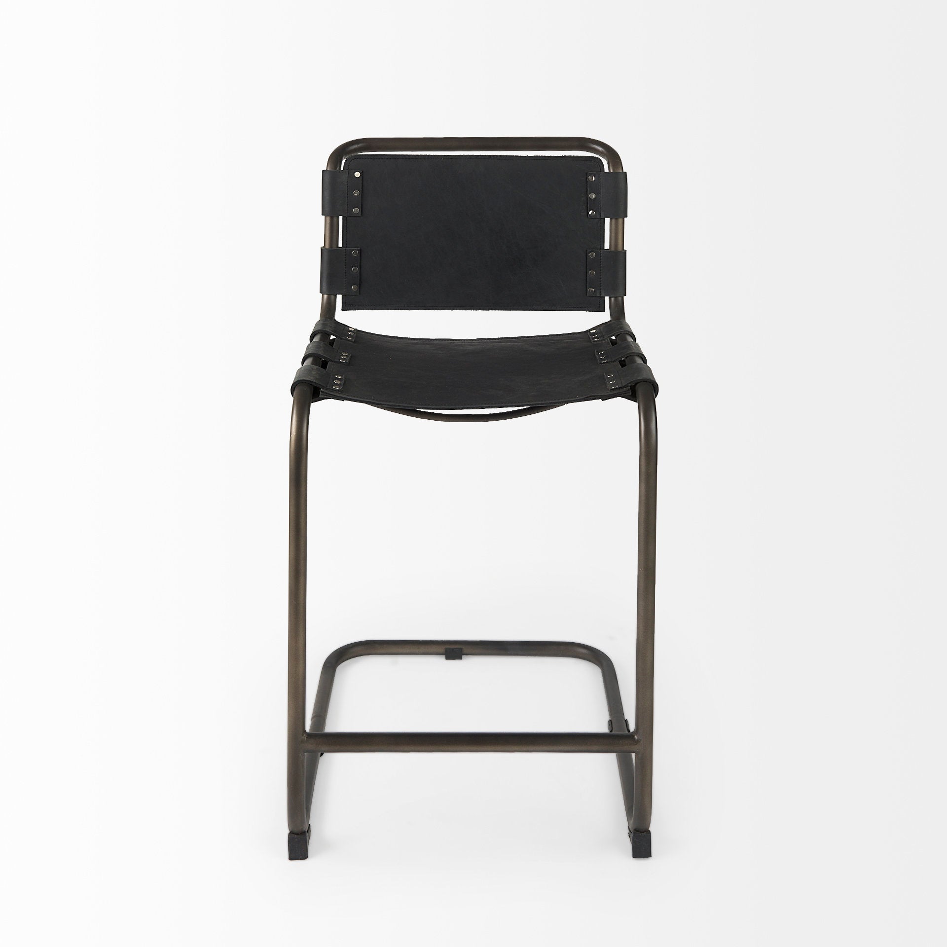 Berbick Black Leather with Iron Frame Counter Stool