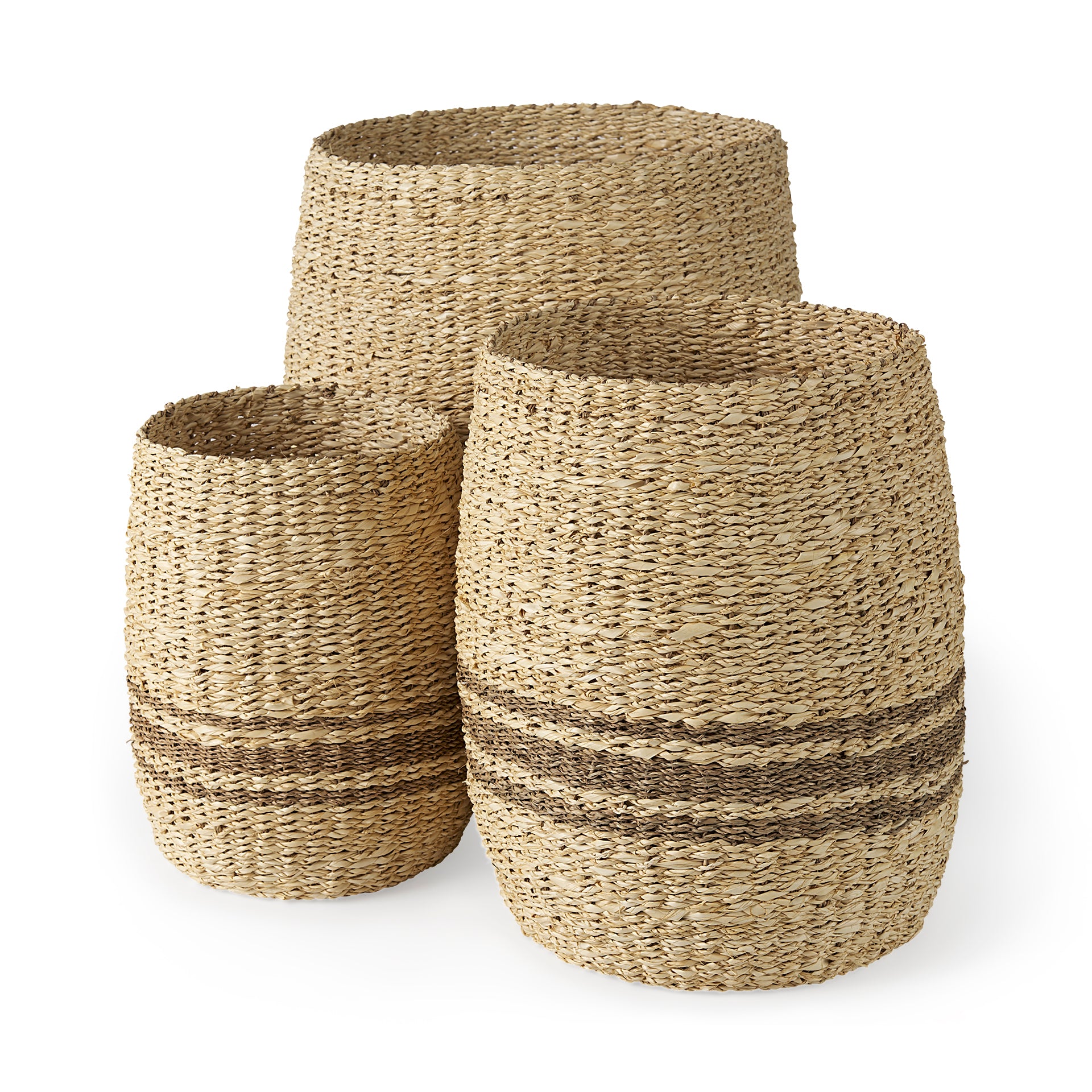 Sivannah Light Brown and Medium Brown Striped Seagrass Round Basket - Set of 3 Baskets Mercana , Black Friday Sale Mercana Furniture Sale, Old Bones Co, Mid Century Furniture Sale, Four Hands Furniture, Black Friday Sale Sivannah Light Brown and Medium Brown Striped Seagrass Round Basket - Set of 3,Gus Sale, Perigold Sivannah Light Brown and Medium Brown Striped Seagrass Round Basket - Set of 3 Baskets Black Friday Sale , Perigold Sale Sivannah Light Brown and Medium Brown Striped Seagrass Round Basket - Se
