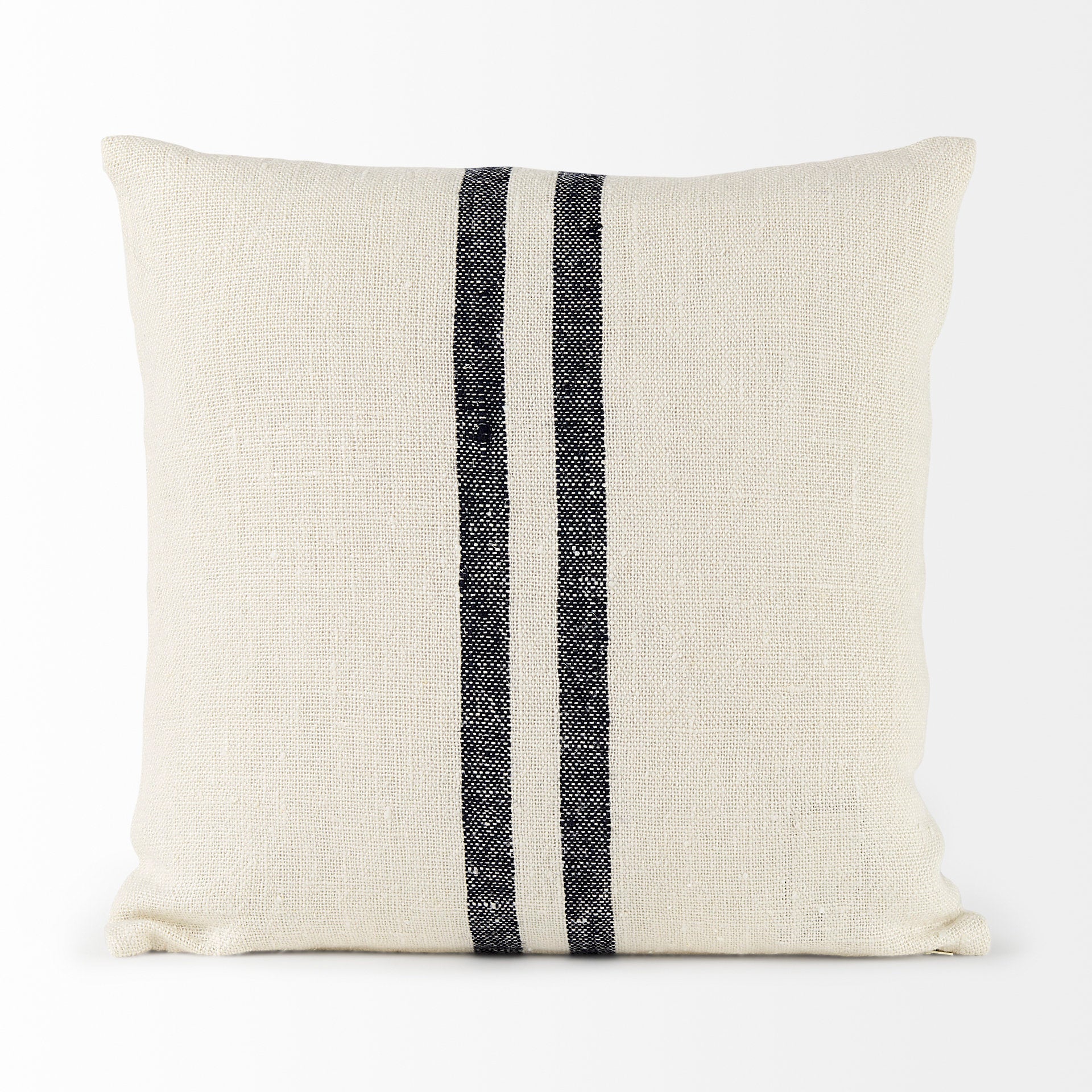 Sandra Beige With Blue Stripes Decorative Pillow Cover