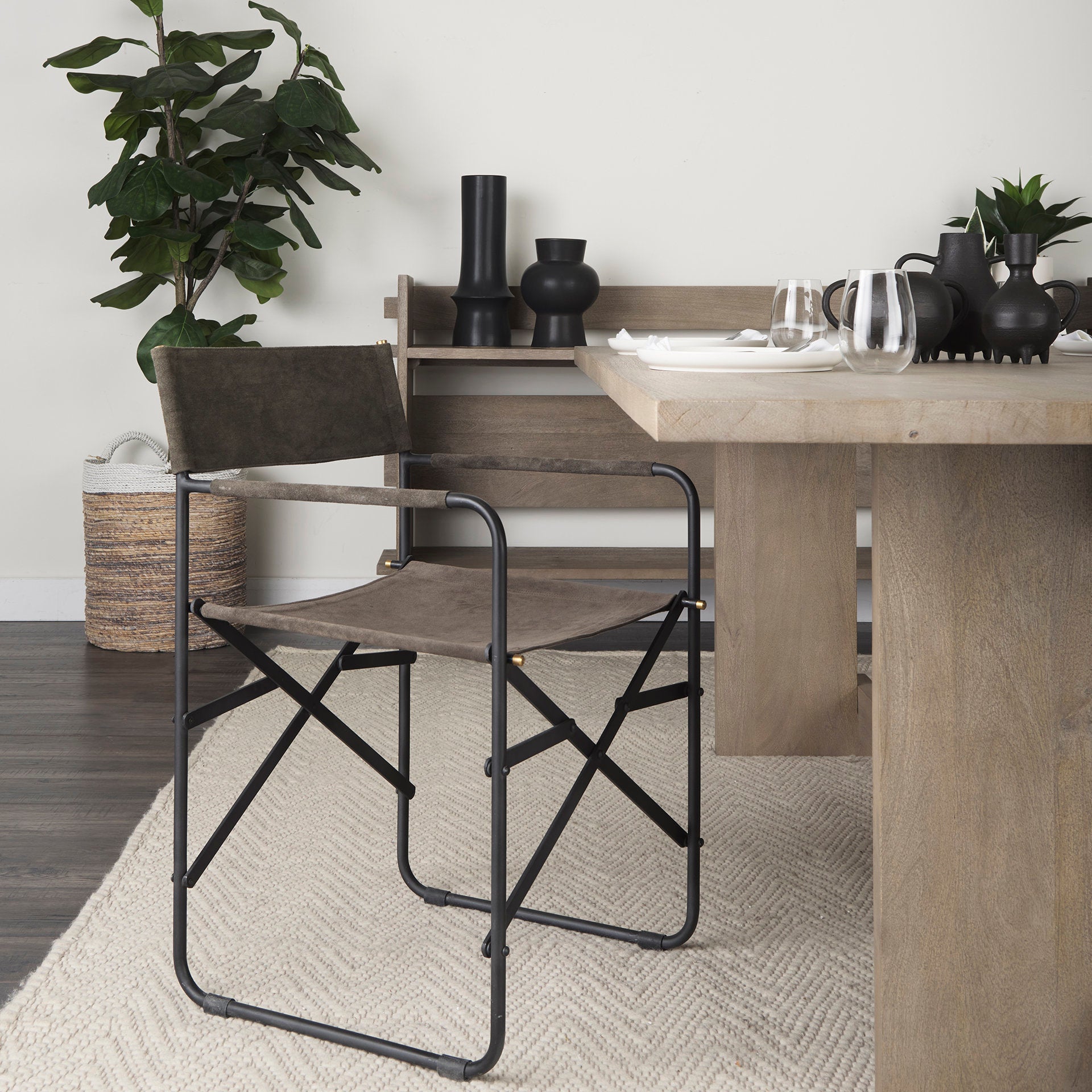 Direttore Brown/Gray Suede with Metal Frame Dining Chair