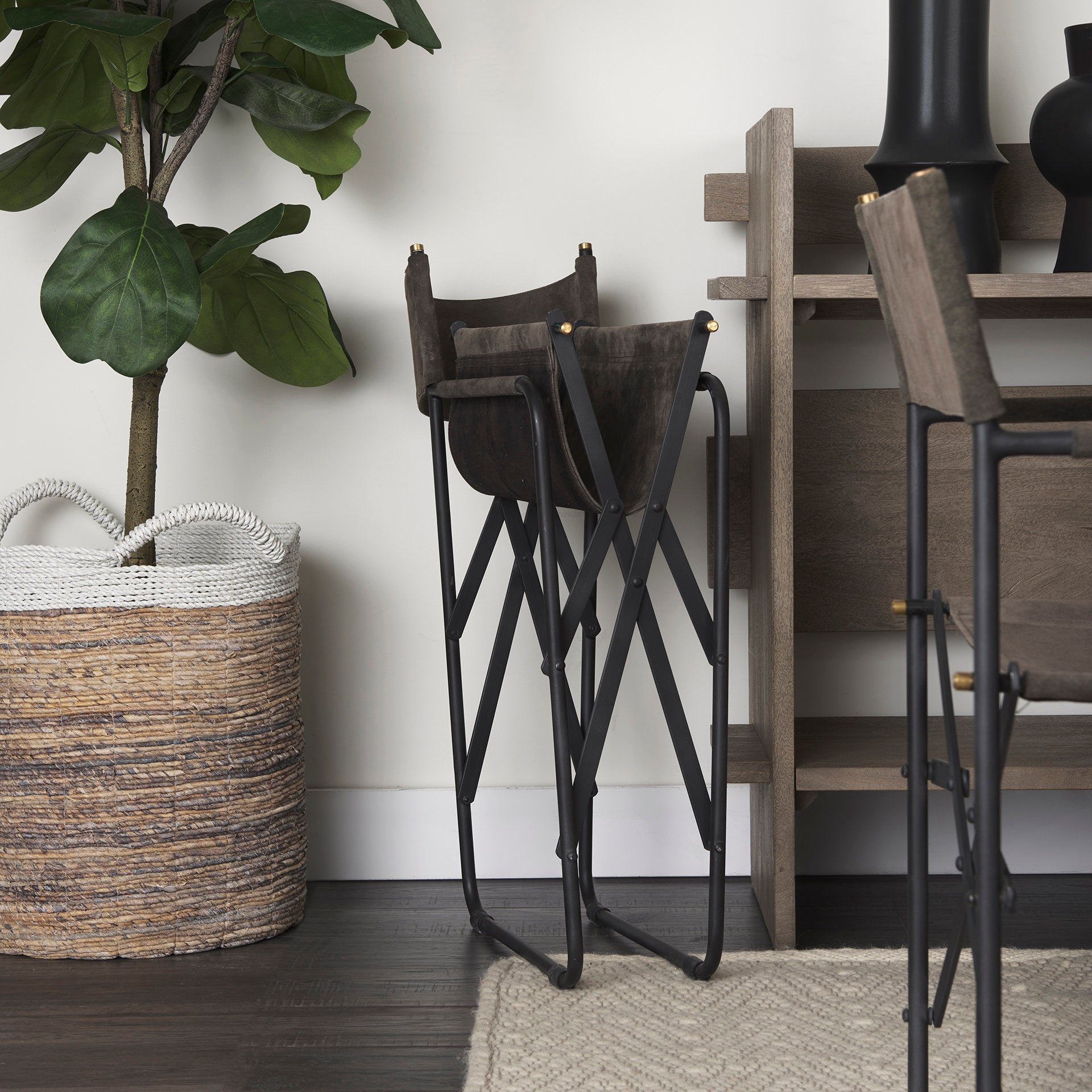Direttore Brown/Gray Suede with Metal Frame Dining Chair
