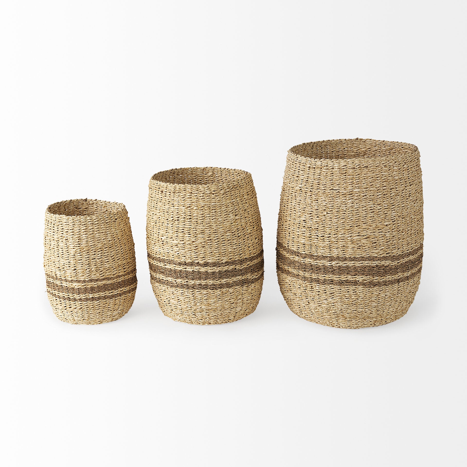 Sivannah Light Brown and Medium Brown Striped Seagrass Round Basket - Set of 3 Baskets Mercana , Black Friday Sale Mercana Furniture Sale, Old Bones Co, Mid Century Furniture Sale, Four Hands Furniture, Black Friday Sale Sivannah Light Brown and Medium Brown Striped Seagrass Round Basket - Set of 3,Gus Sale, Perigold Sivannah Light Brown and Medium Brown Striped Seagrass Round Basket - Set of 3 Baskets Black Friday Sale , Perigold Sale Sivannah Light Brown and Medium Brown Striped Seagrass Round Basket - Se