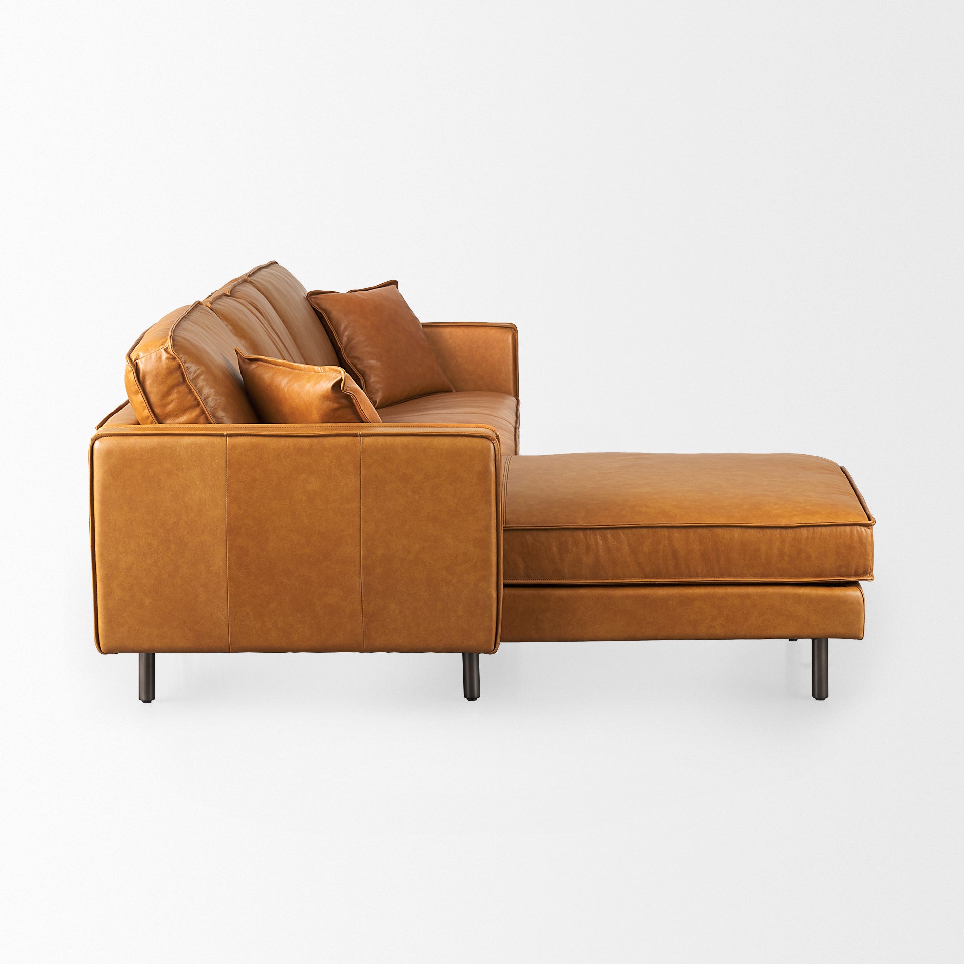 D'Arcy Tan Leather Left Chaise Sectional