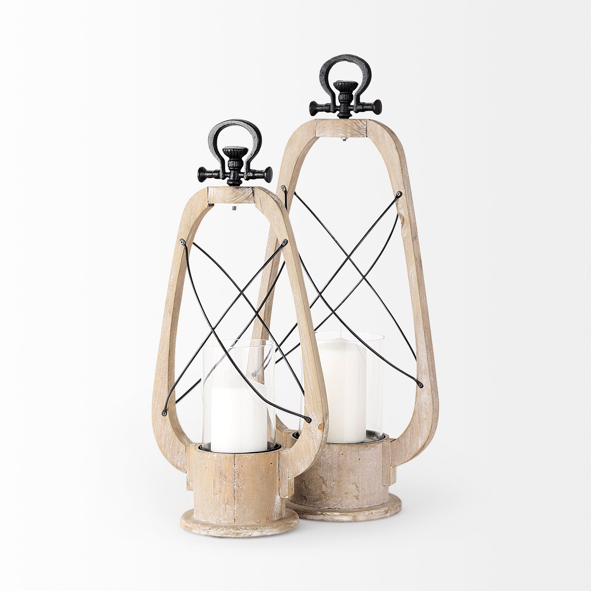 Zain Brown Wooden Vintage Inspired Candle Holder Lantern