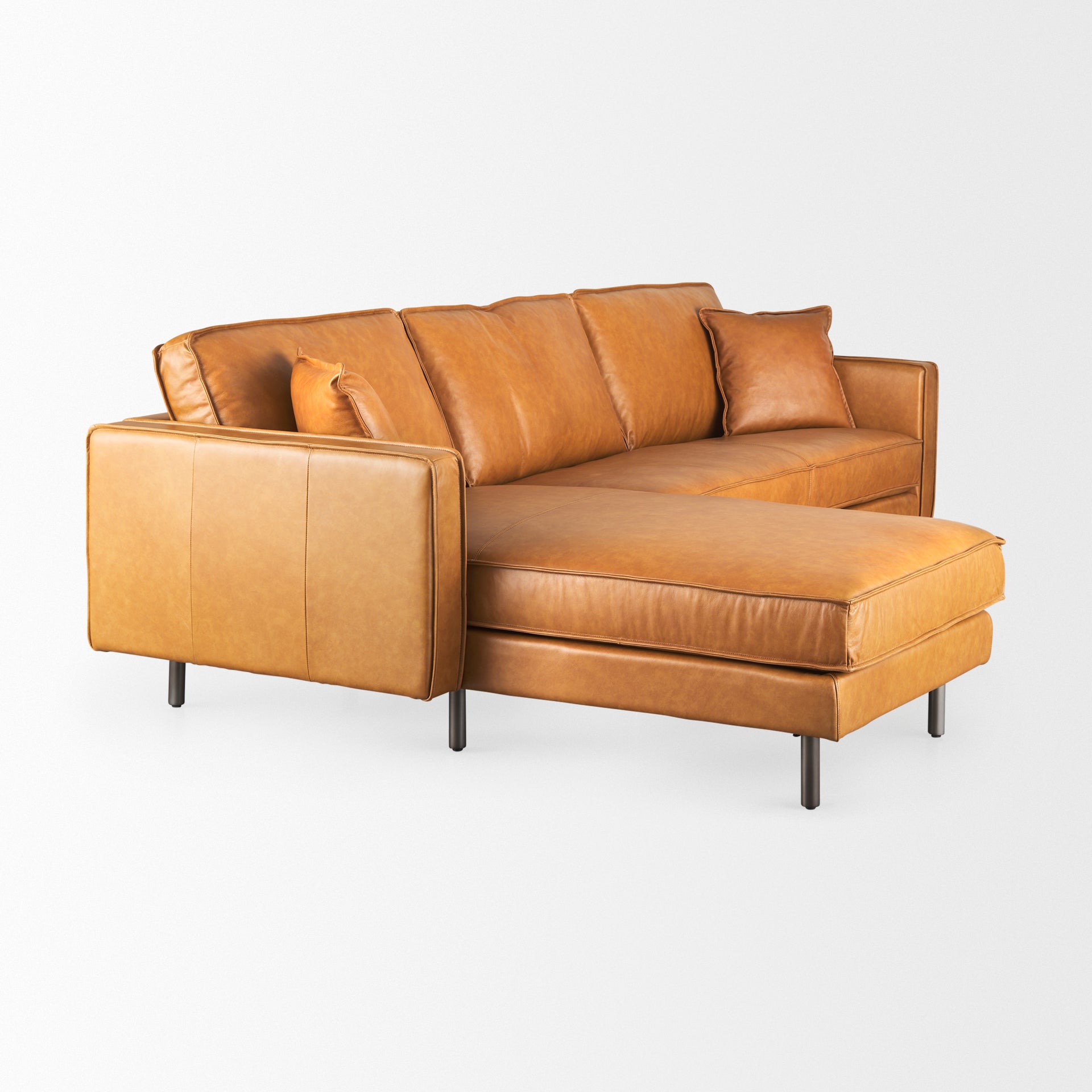 D'Arcy Tan Leather Left Chaise Sectional