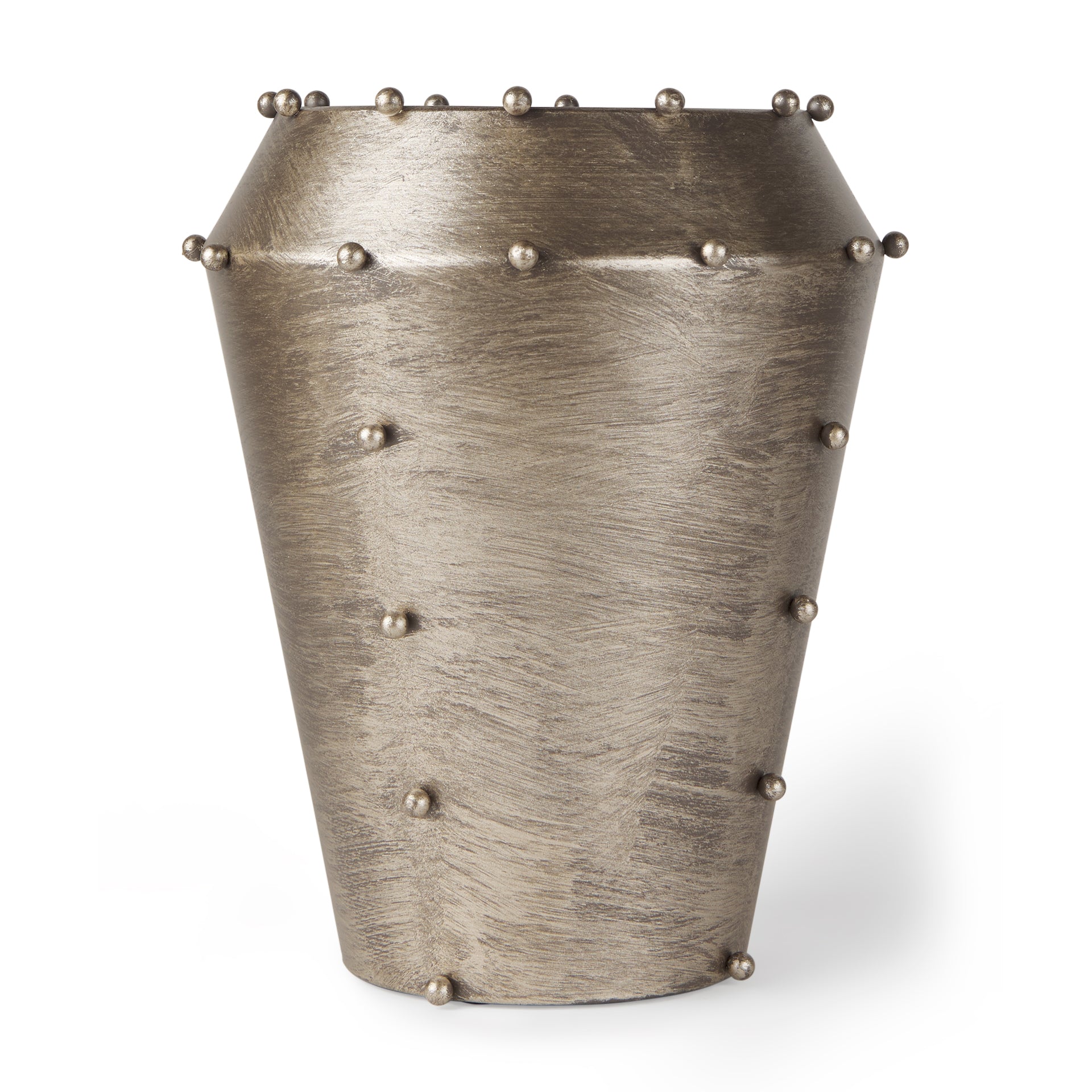 Elio Champagne Metal with Studs Vase