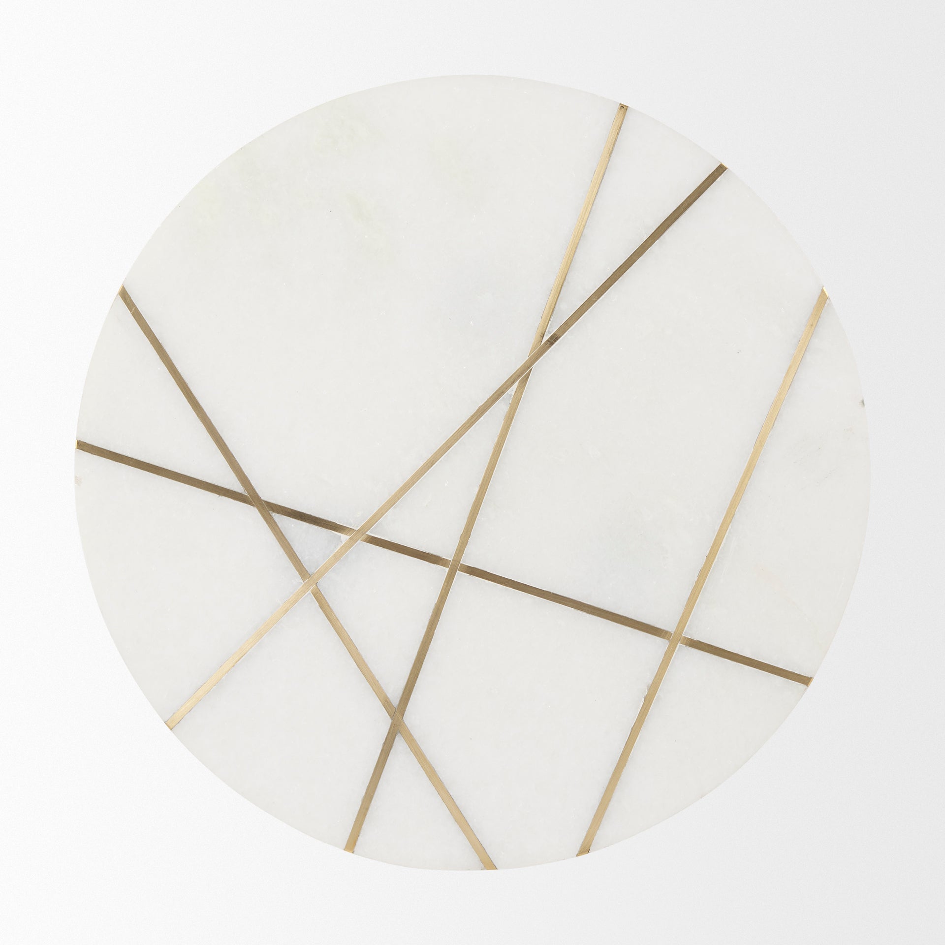 Vivienne White Marble with Antique Gold Metal Round Side Table
