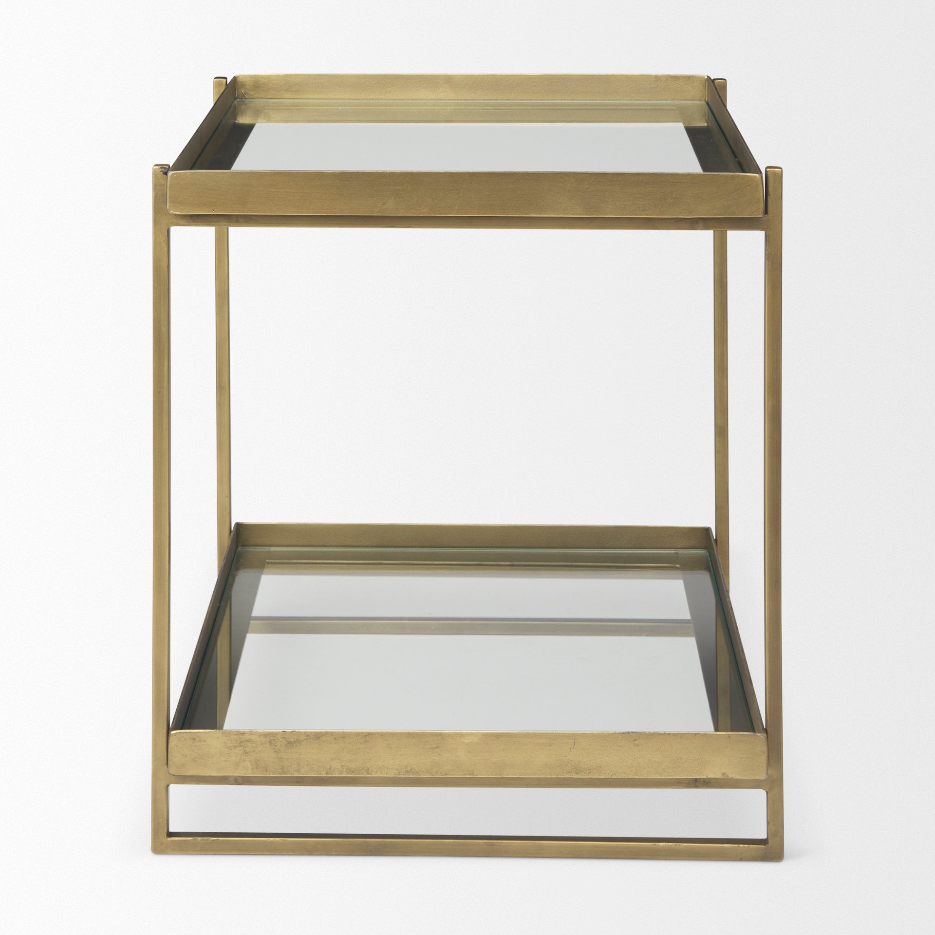 Trey Gold Metal with Glass Accent Table