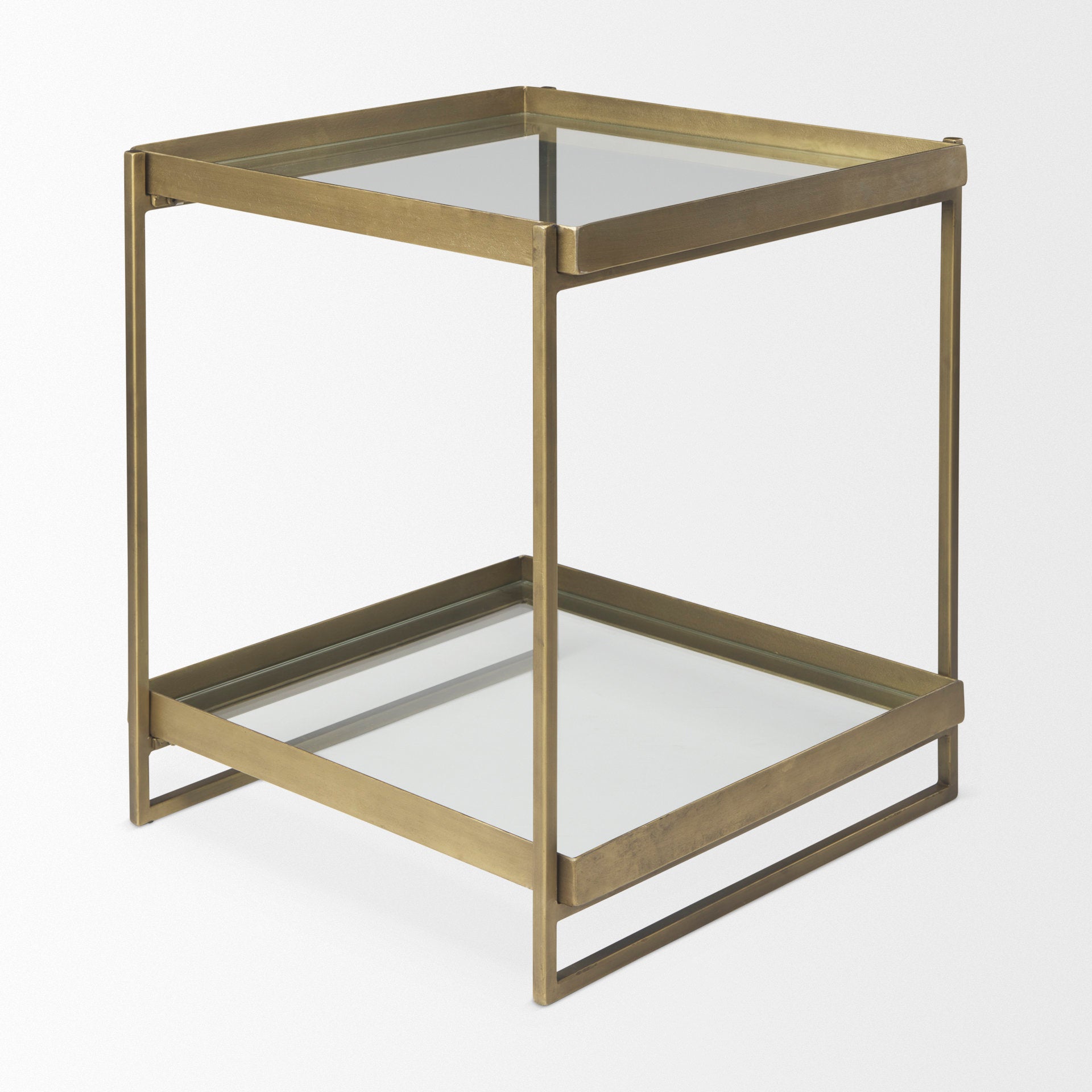 Trey Gold Metal with Glass Accent Table