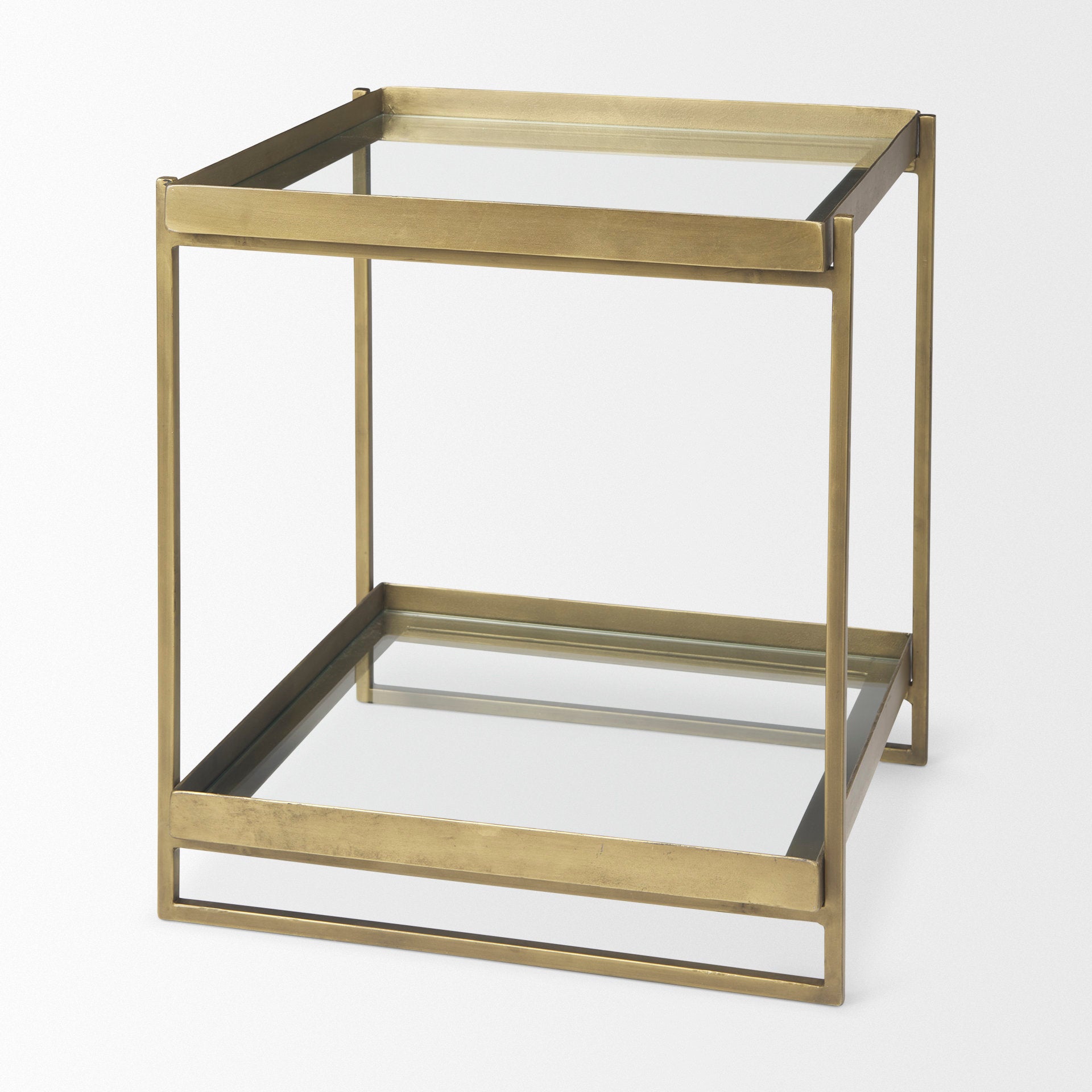 Trey Gold Metal with Glass Accent Table